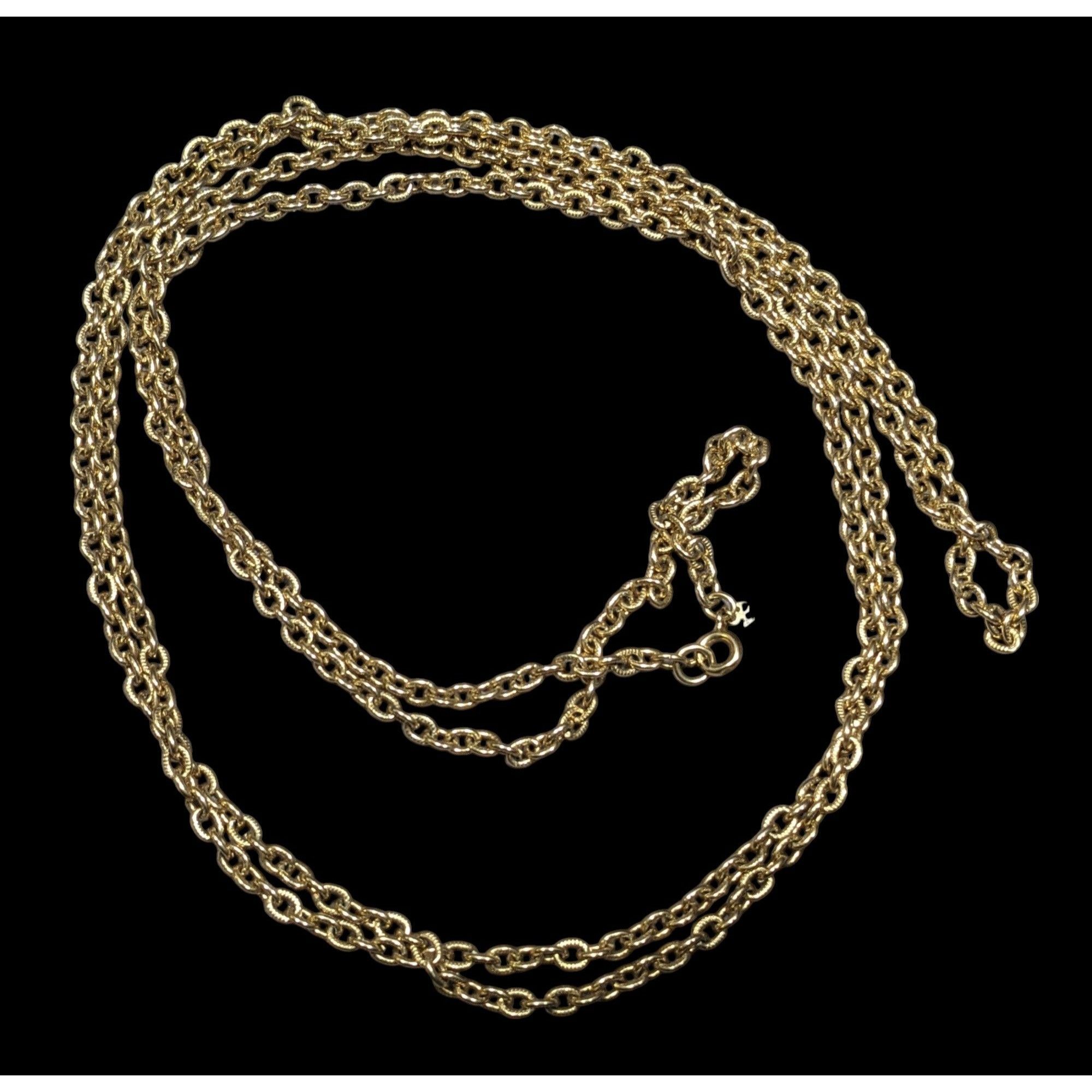Other Vintage Crown Trifari Extra Long Gold Tone Chain Necklace Size ONE SIZE - 1 Thumbnail