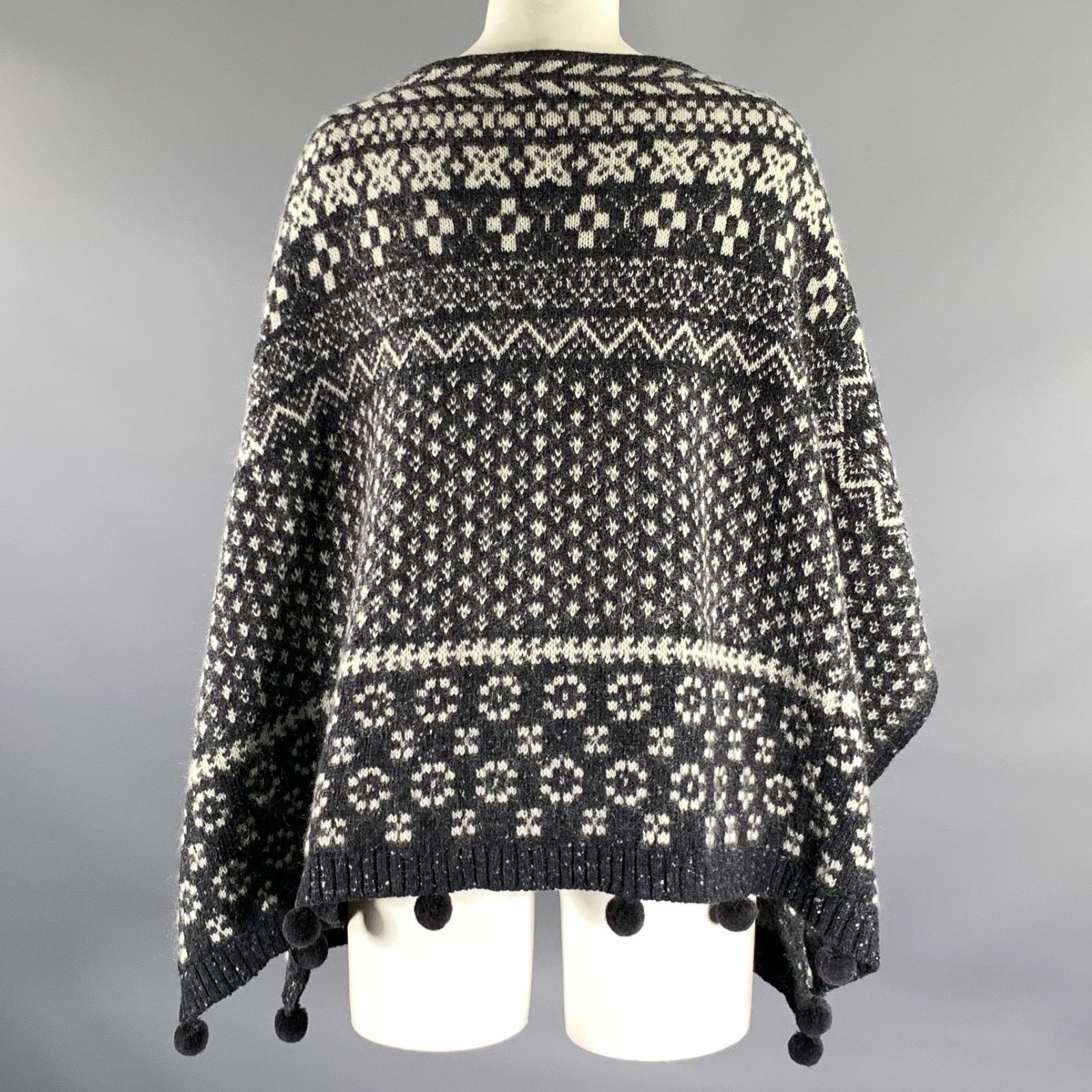 Max Mara MAX MARA One Size Grey White Wool Blend Geometric Cardigan Size ONE SIZE - 4 Thumbnail