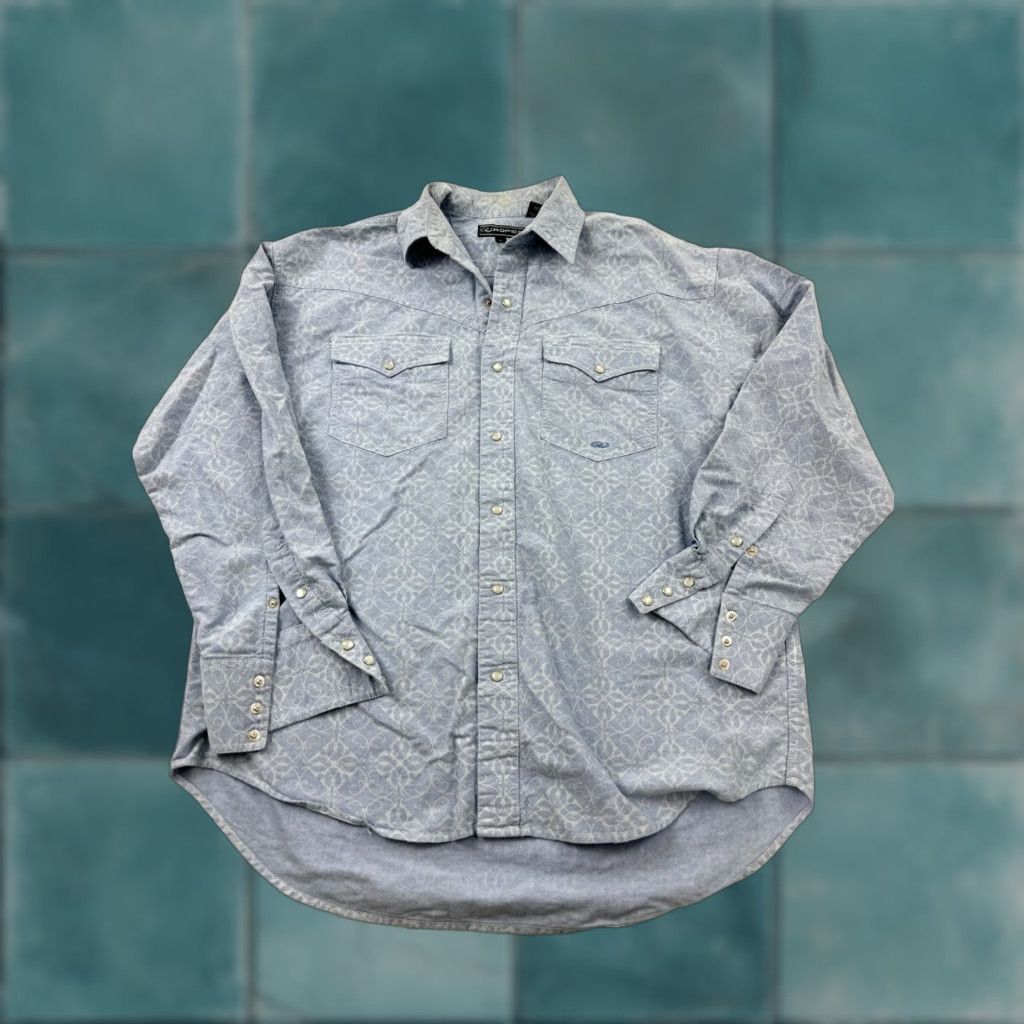Roper Roper Shirt Mens Large Blue Floral Western Cowboy Pockets Long Sleeve Pearl Snap Button-Up Casual Size US L / EU 52-54 / 3 - 1 Thumbnail