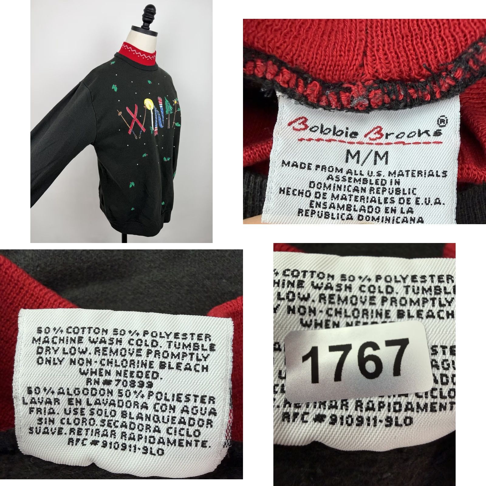 Vintage VINTAGE Bobbie Brooks Sweatshirt Womens Medium Mock Neck Christmas Holiday Pullover Knit Black 80s 90s Vintage Womens Medium Sweatshirt Size M / US 6-8 / IT 42-44 - 8 Thumbnail