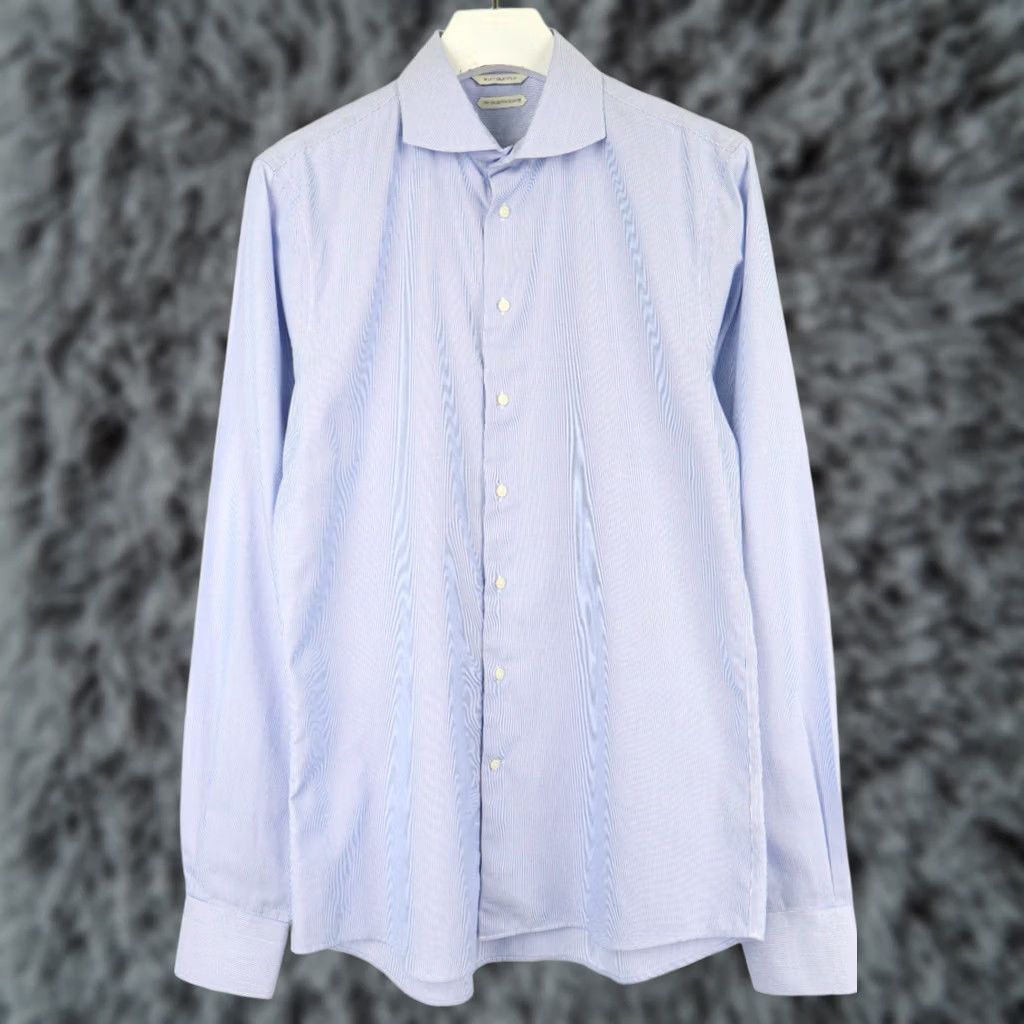 Suitsupply SUITSUPPLY Shirt Formal Extra Slim Fit Blue Pinstripe Men's 42-7/16 1/2L Size 42R - 1 Thumbnail
