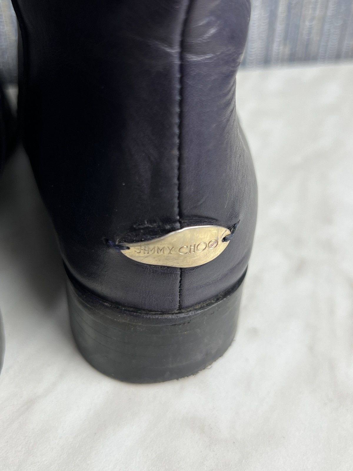Jimmy Choo Jimmy Choo Purple Leather Knee High Boots (Y0337) Size US 8.5 / IT 38.5 - 10 Thumbnail