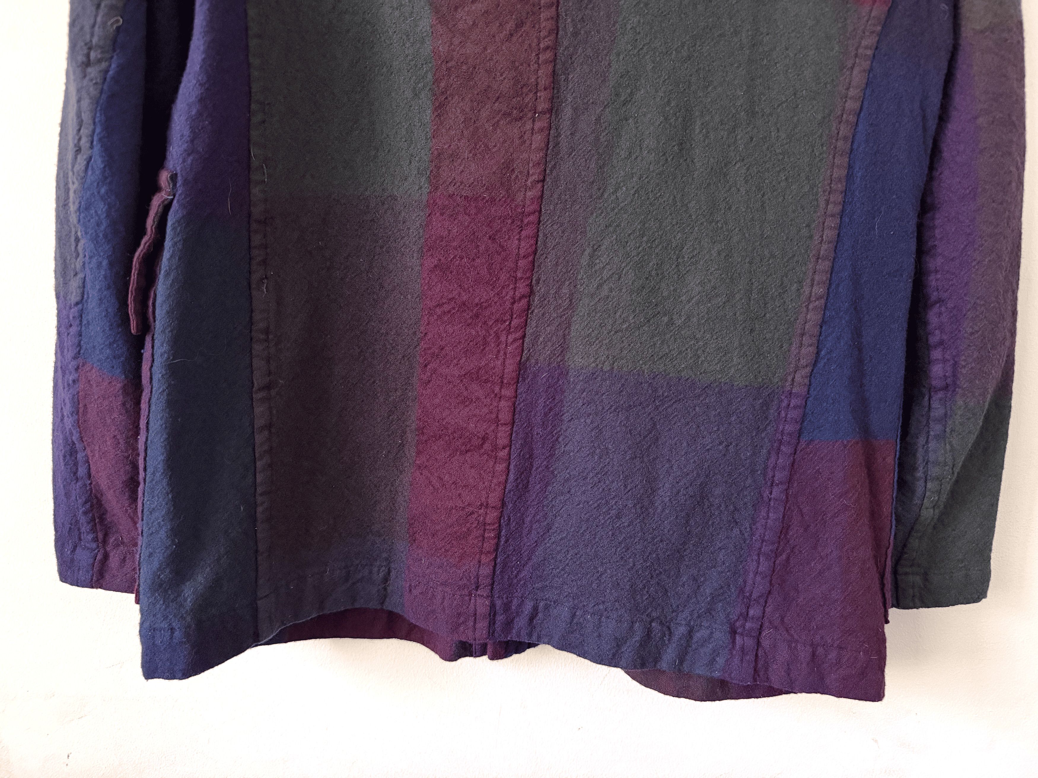 Y's Y's by Yohji Colorblock Wool Chore Coat Navy Burgundy Size M / US 6-8 / IT 42-44 - 5 Thumbnail