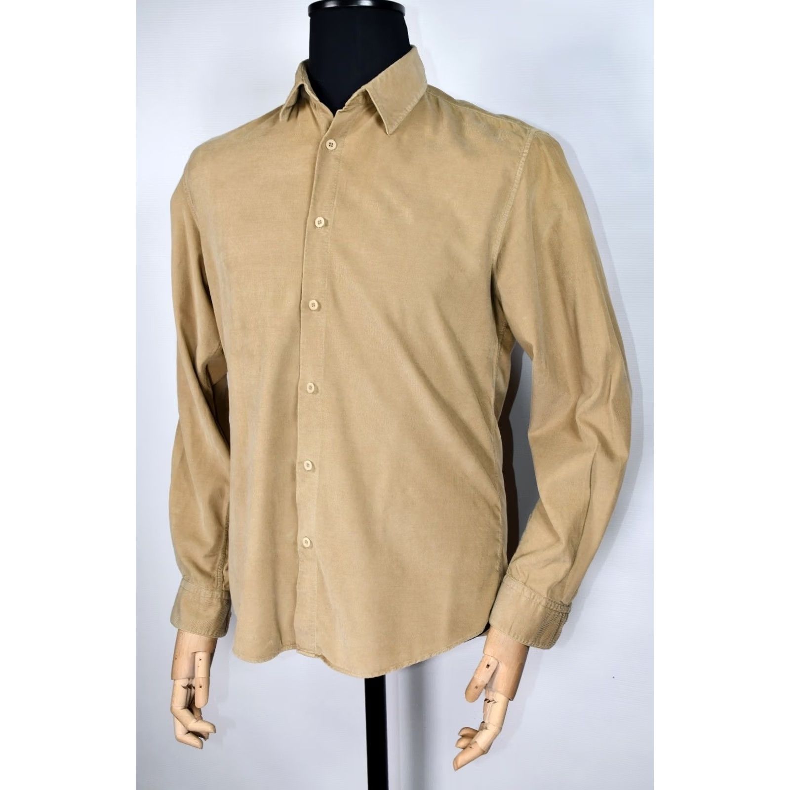 Sunspel Sunspel Button-Down Shirt Men's M Corduroy Beige Cotton Long Sleeve Regular fit Chest Pocket Short Sleeve/Casual Shirt Size US M / EU 48-50 / 2 - 5 Thumbnail