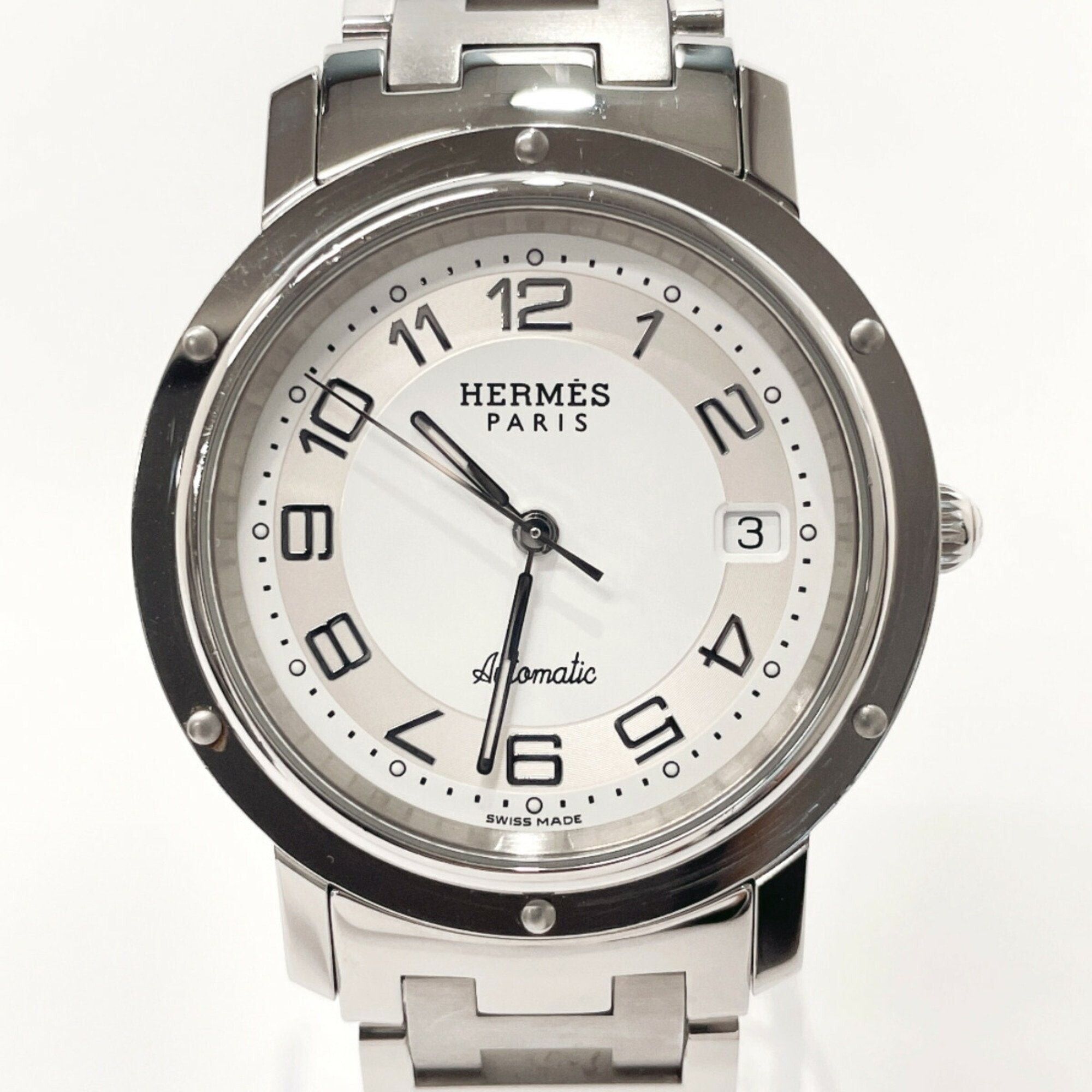 image of Hermes Clipper Watch Stainless Steel Cl1.810 Men's Silver