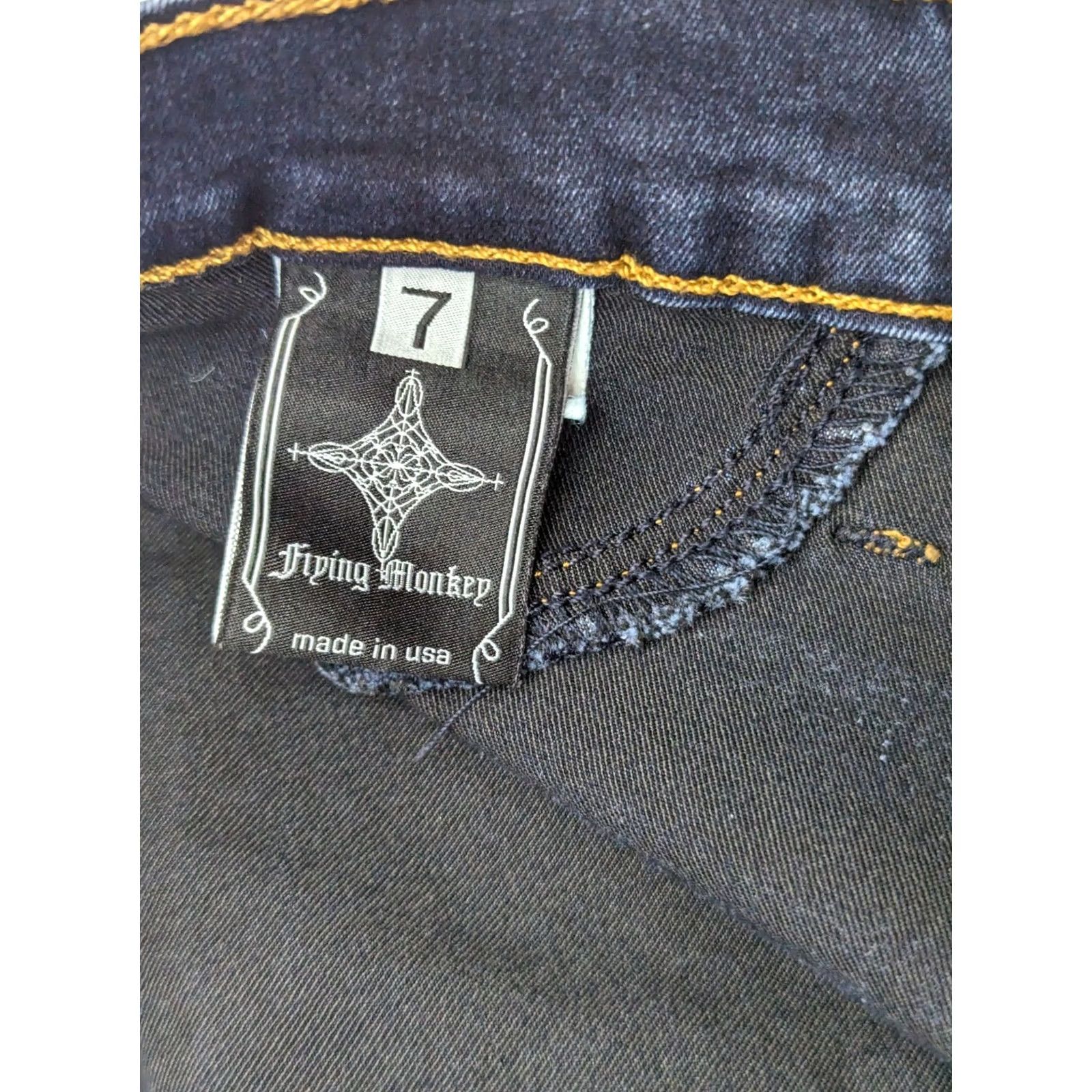 Vintage Flying Monkey Jeans Skinny Jeans Denim 7 27x29 Dark Wash Blue Juniors Womens Regular Stretch Low Rise Skinny Jeans Size 28" / US 6 / IT 42 - 7 Thumbnail