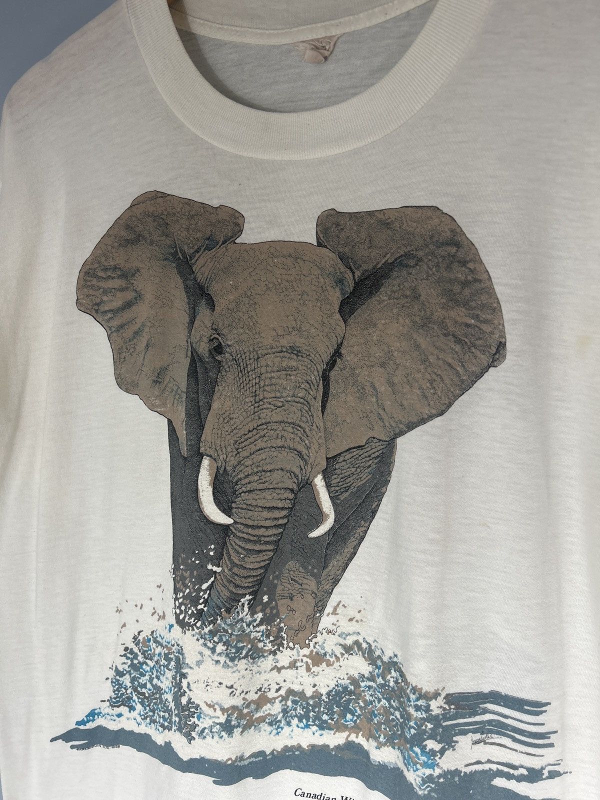 Vintage Vintage 1988 Elephant Canadian Wildlife Federation Tee Size US L / EU 52-54 / 3 - 3 Thumbnail