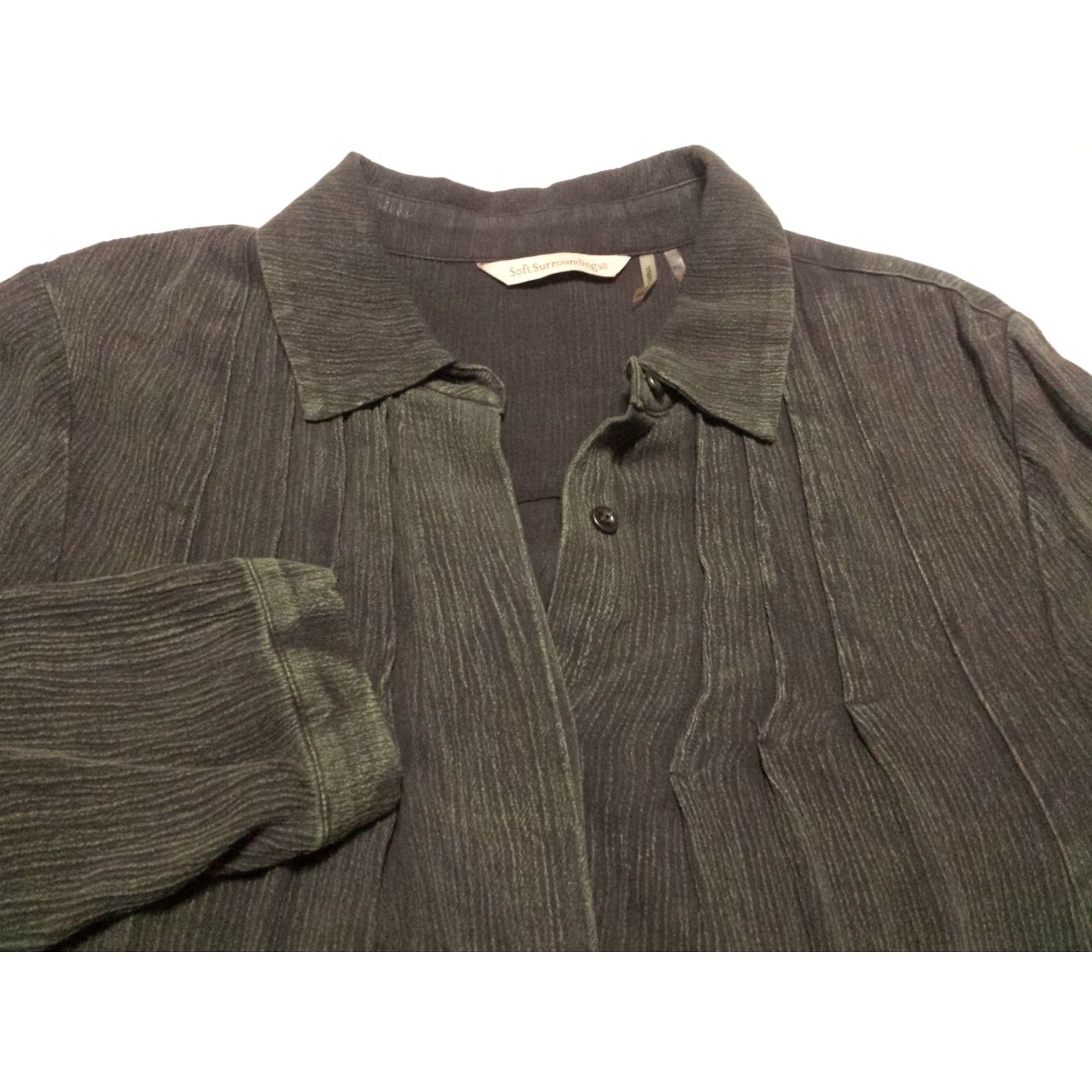 Soft Surroundings Soft Surroundings Womens PXS Tunic Shirt L/S Button-Front Solid Gray Rayon Womens Size XS / US 0-2 / IT 36-38 - 2 Thumbnail