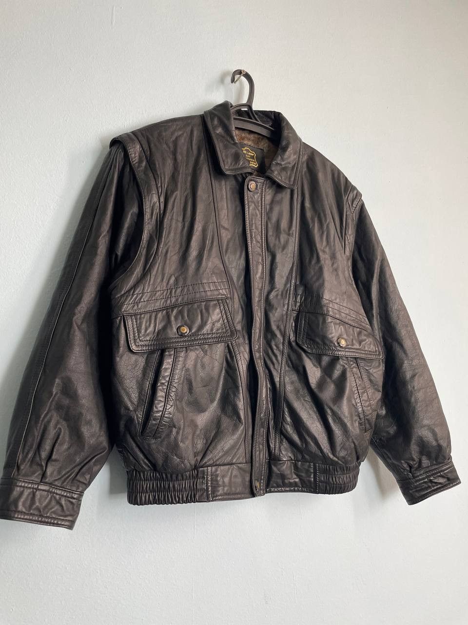 Vintage Vintage Leather Jacket Bomber 90s burgundy boxy oversize Size US M / EU 48-50 / 2 - 2 Thumbnail
