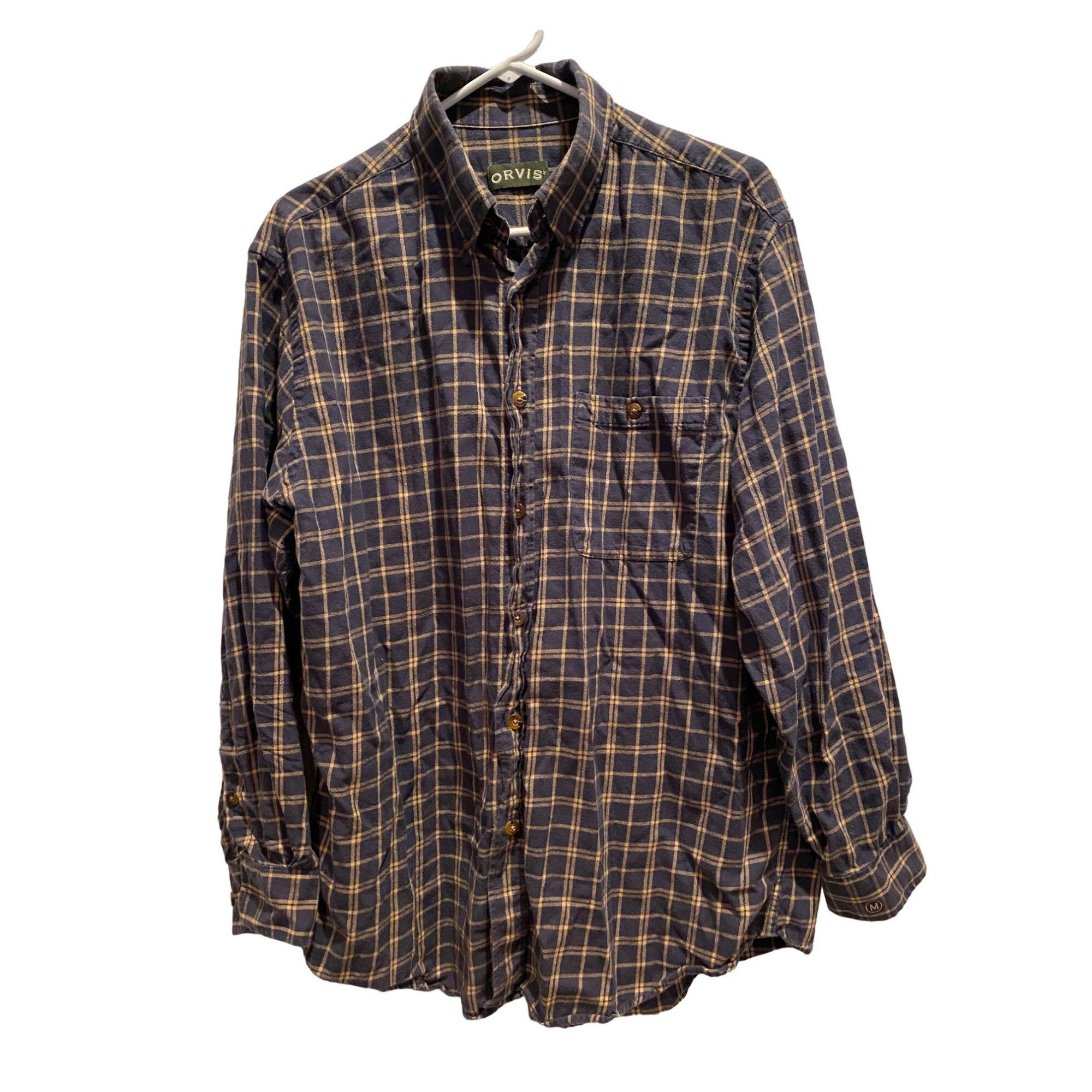 Orvis Orvis Large Flannel Shirt, Black With Brown Lines, 80% Cotto ...