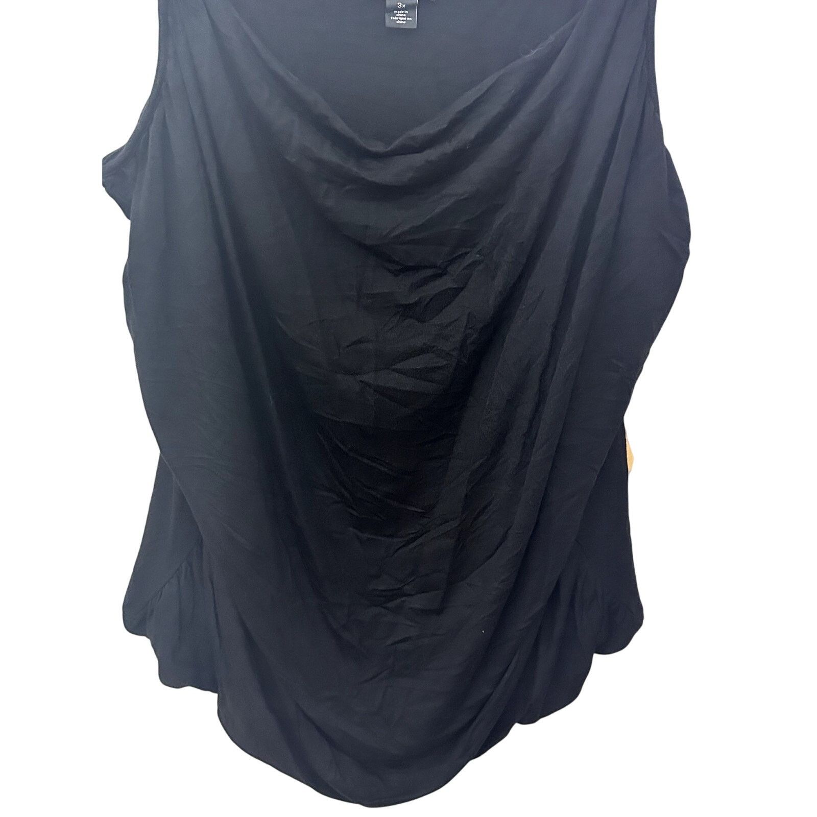 Other Halogen Tank Top Cowl Neck Ruched Side Black Plus 3X NWOT Size 3XL / US 20-22 - 3 Thumbnail