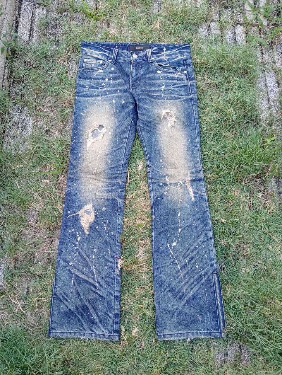 Japanese Brand Vintage Lagust Splatter Distressed Ankle Zip Jeans Size US 33 - 1 Thumbnail