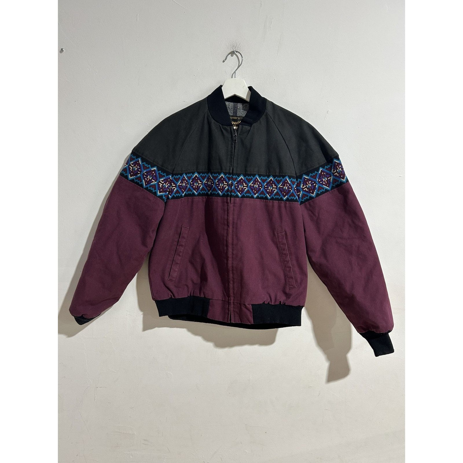 VINTAGE DAVIS JAMES AZTEC BOMBER JACKET SIZE MEDIUM