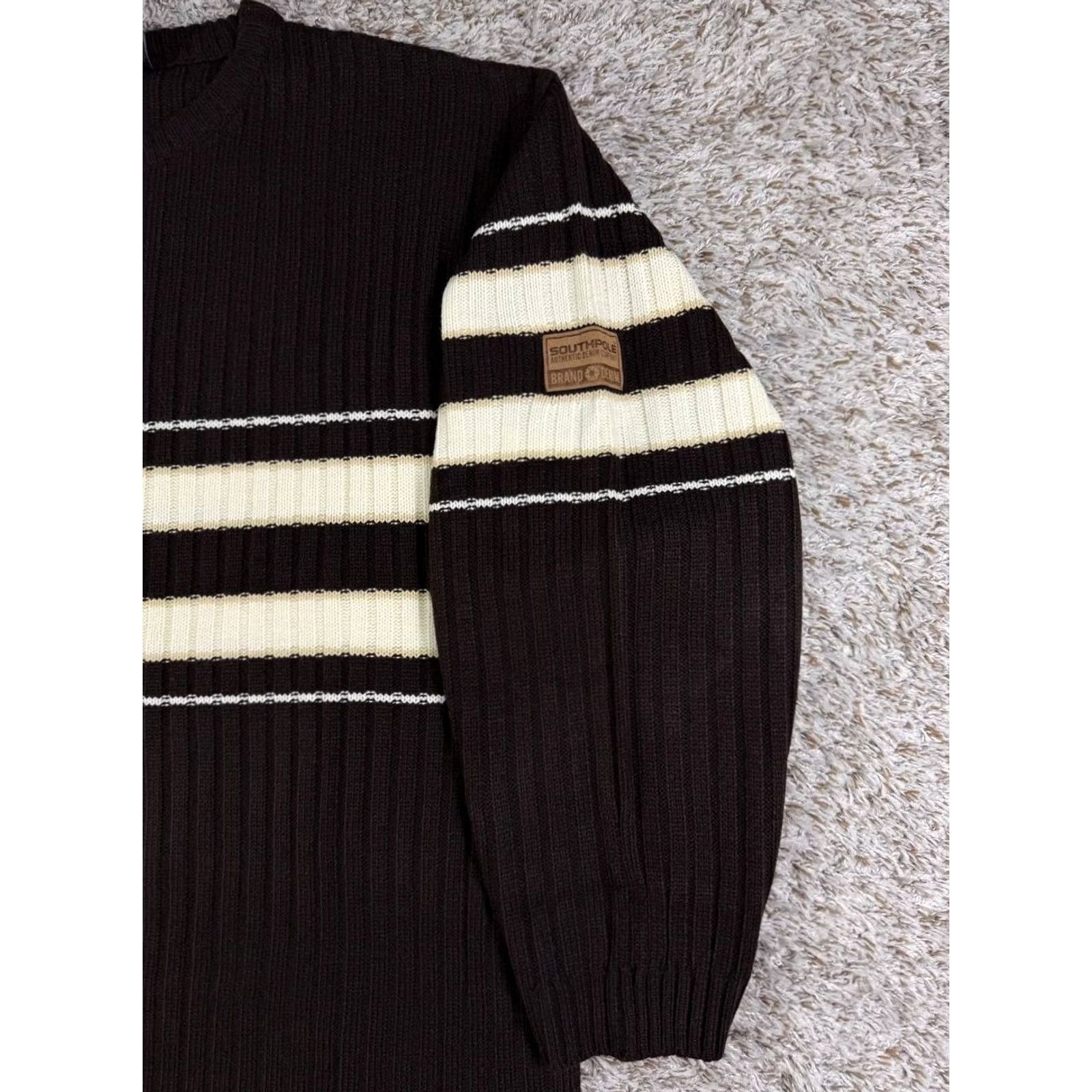 Southpole VINTAGE Southpole Striped Knit Sweater Hip Hop Oversized XXL Men Pullover Brown 2000s Size US XXL / EU 58 / 5 - 4 Thumbnail