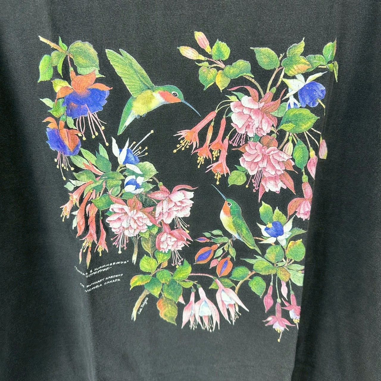 Vintage ​​​Vintage 90s Hummingbirds Flowers Garden Artwork​ T-shirt Size US XXL / EU 58 / 5 - 2 Thumbnail
