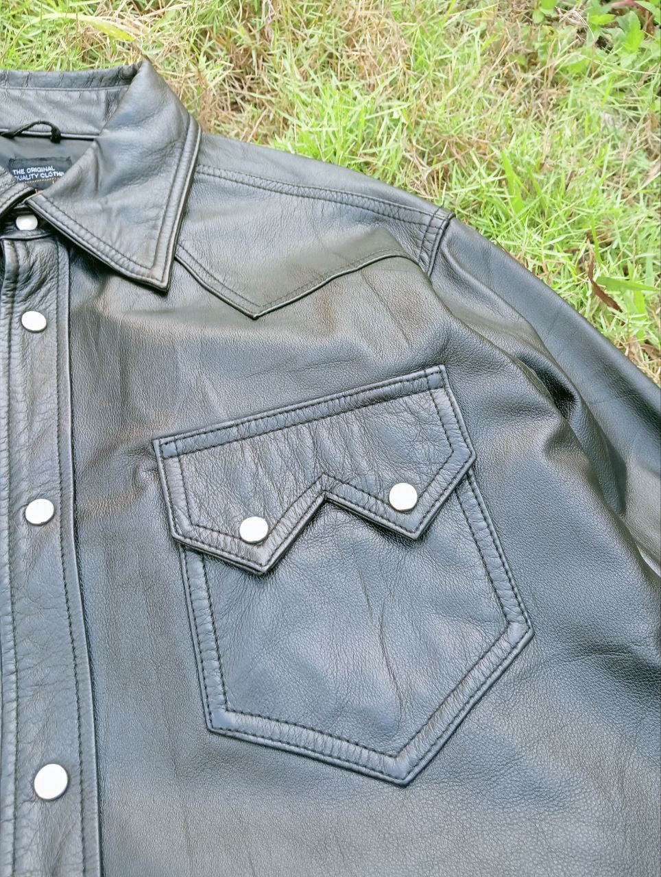 Japanese Brand VINTAGE SHIPS JAPAN COWHIDE LEATHER SHIRT Size US L / EU 52-54 / 3 - 4 Thumbnail
