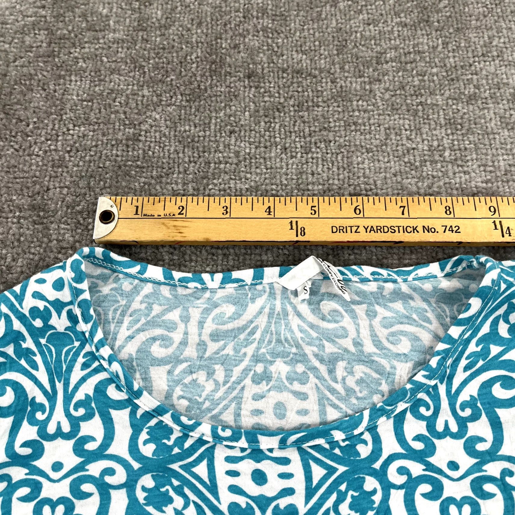 Vintage LULU- B Shirt Women Small Blue White Geometric Asymmetrical Tunic Top Art 3/4 Size S / US 4 / IT 40 - 5 Thumbnail