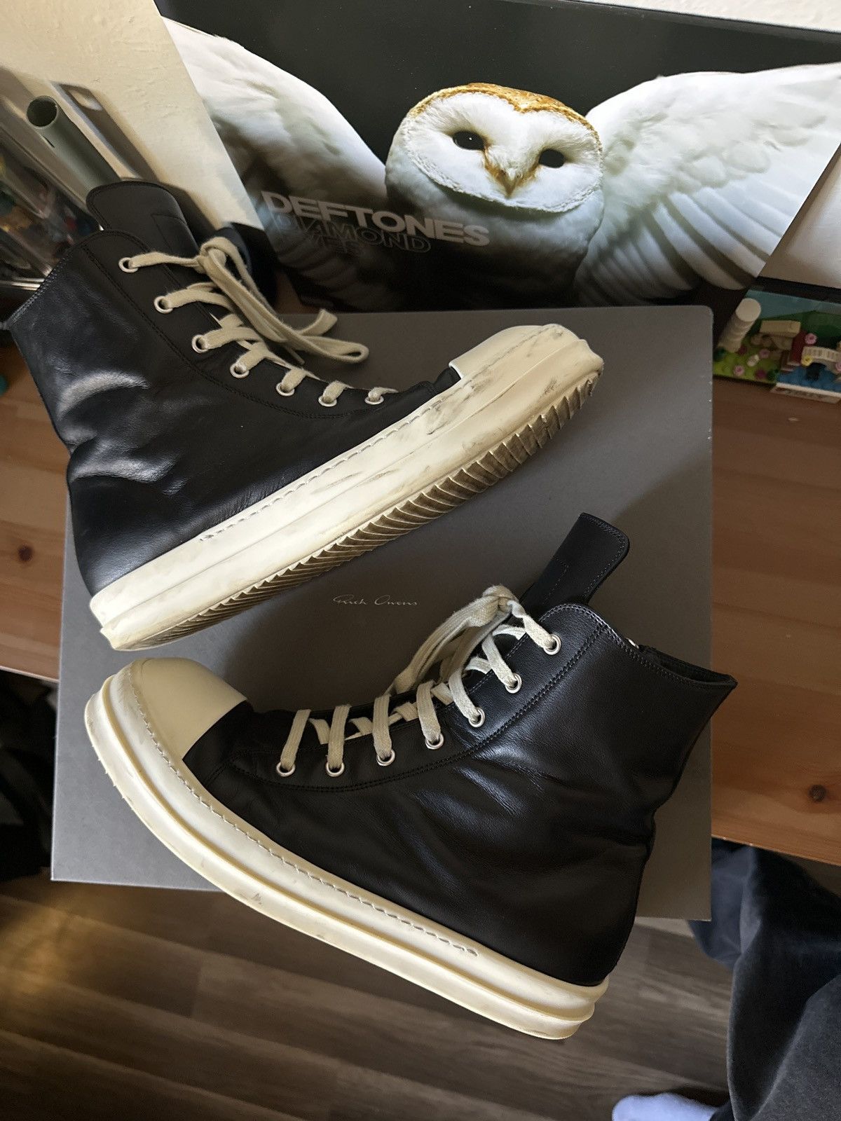 Rick Owens Drkshdw Rick Owens Hightop Leather Drkshadow Hollywood Sneakers Size US 10.5 / EU 43-44 - 2 Thumbnail