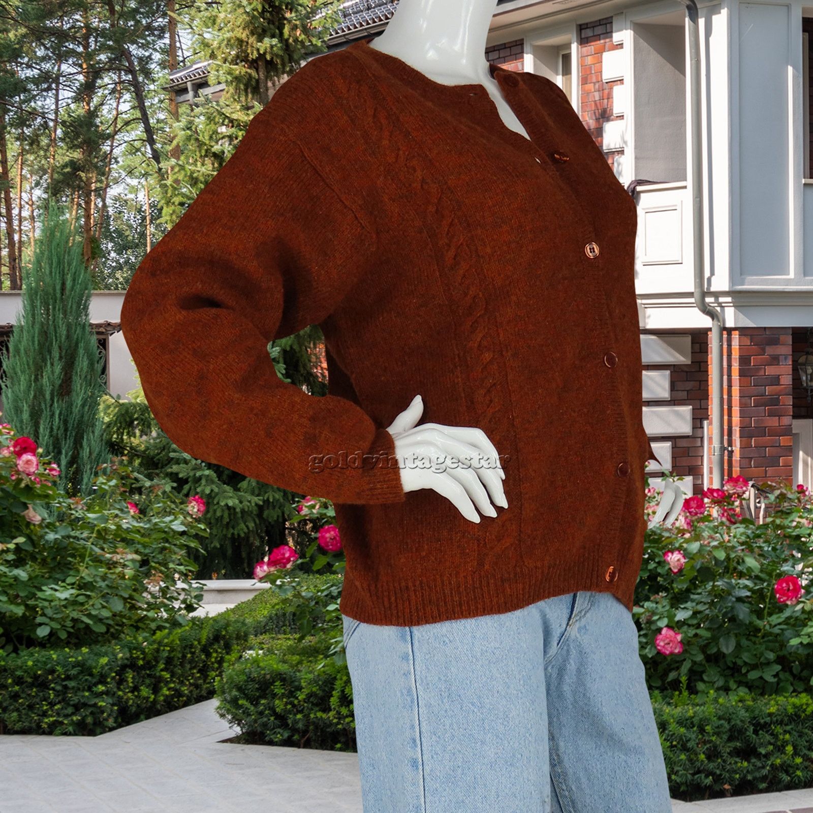 Other Orvis Braided Cable Knit Wool Cardigan Nordic Sweater L Size L / US 10 / IT 46 - 2 Thumbnail