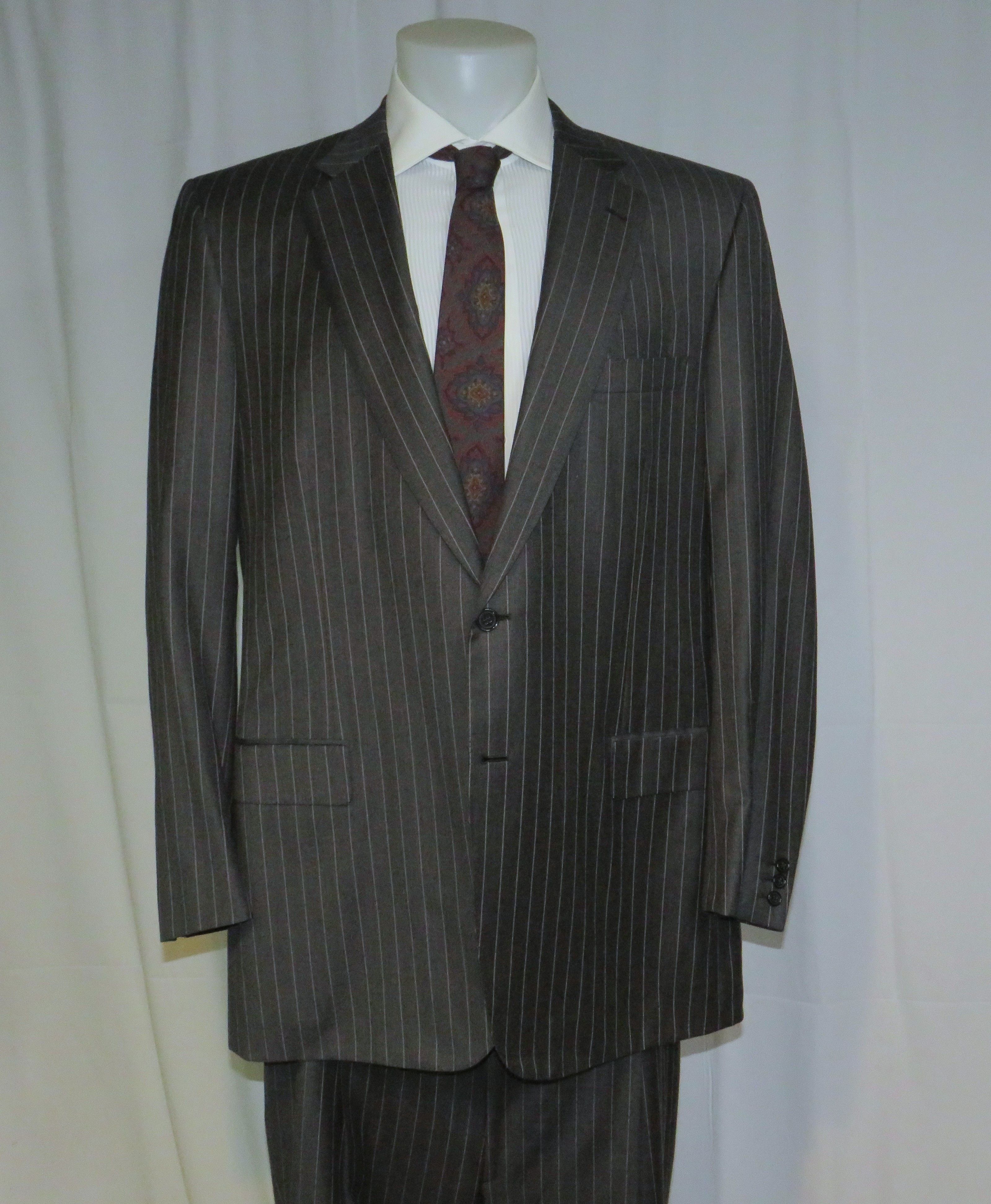 Brioni Pincio Super 150 Charcoal Stripe Two Button Suit 46L Size 46L - 11 Thumbnail