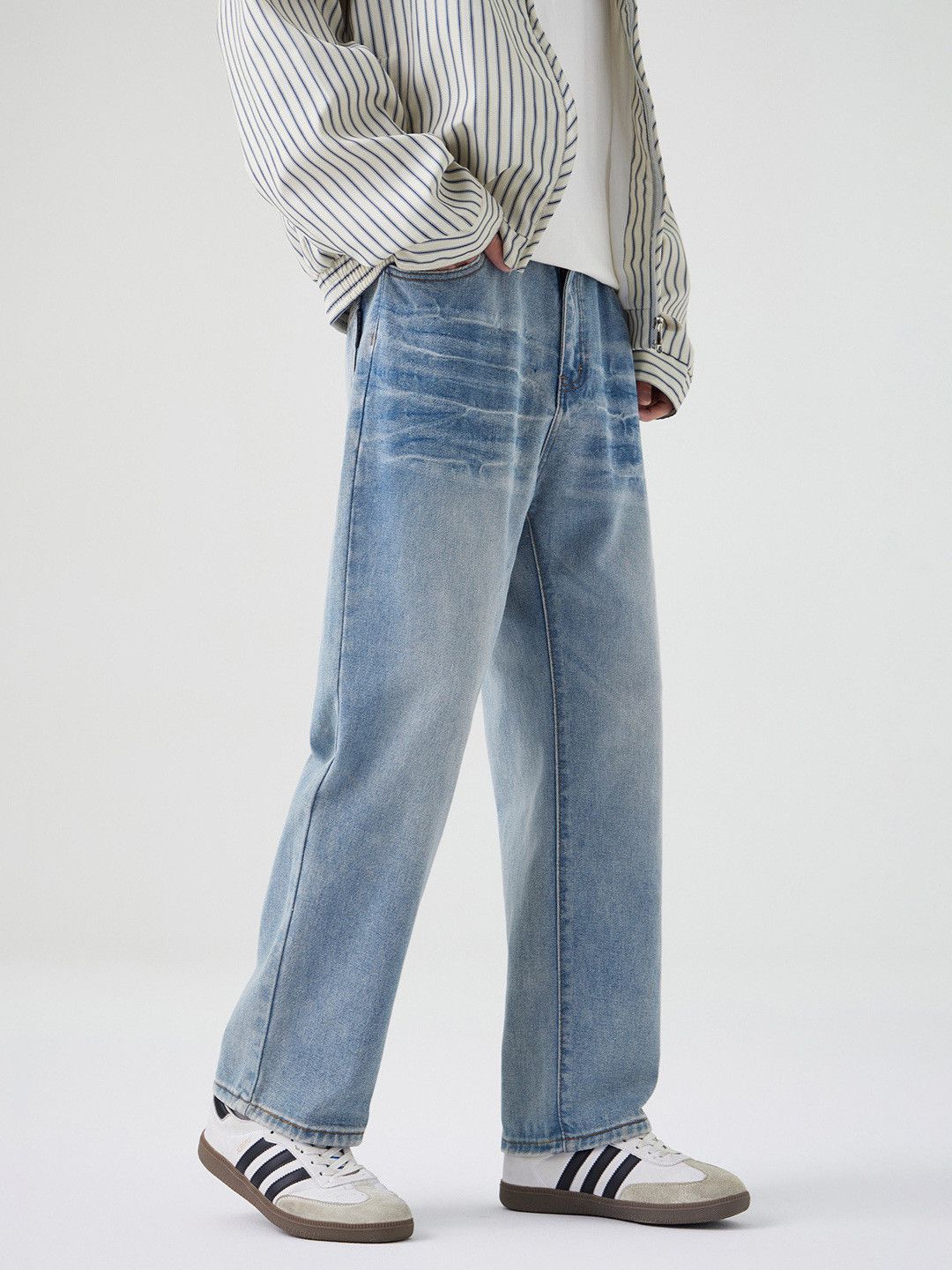 Japanese Brand American retro washed loose straight leg blue jeans Size US 32 / EU 48 - 1 Thumbnail