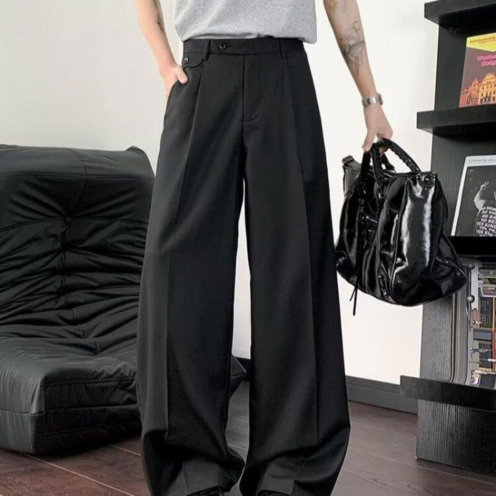 Vintage Baggy Black Wide-Leg Pants / Trousers Size US 32 / EU 48 - 2 Thumbnail