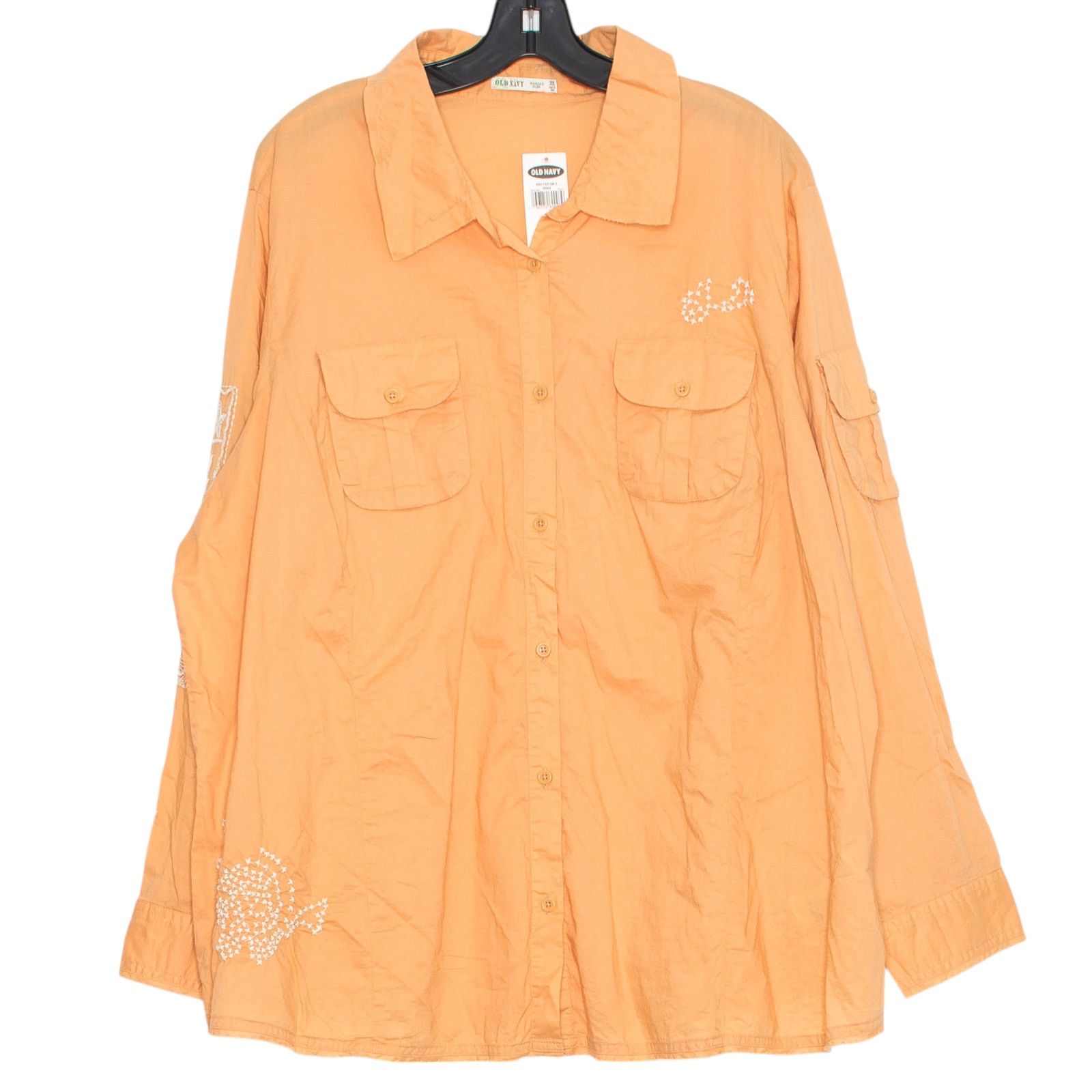 Old Navy NWT Old Navy Y2K Embroidered Button Up Top Orange Boho 3X Size 3XL / US 20-22 - 1 Thumbnail