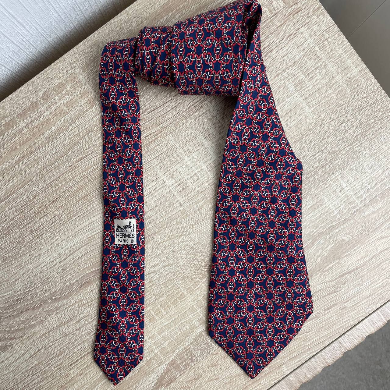 Hermes Hermes Paris Silk Tie 7520 IA Chains Blue Size ONE SIZE - 3 Thumbnail