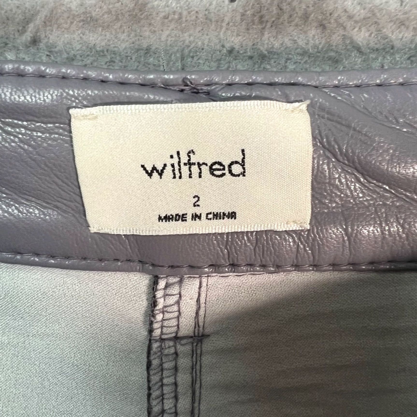 Vintage Wilfred Womens 2 Gray Faux Leather High-Rise Straight-Leg Pants Shirt Size 26" / US 2 / IT 38 - 3 Thumbnail