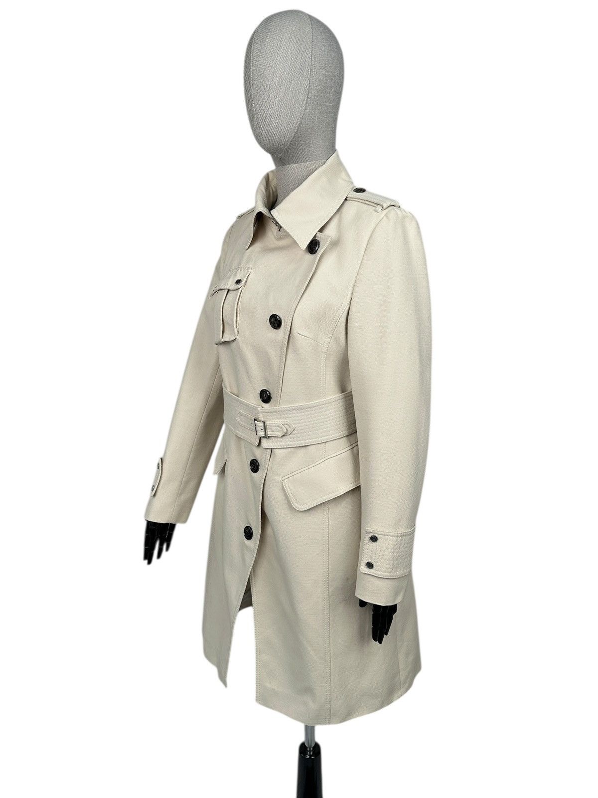Karen Millen KAREN MILLEN Trench Coat Mac Asymmetrical Ivory Jacket UK 14 Size L / US 10 / IT 46 - 3 Thumbnail