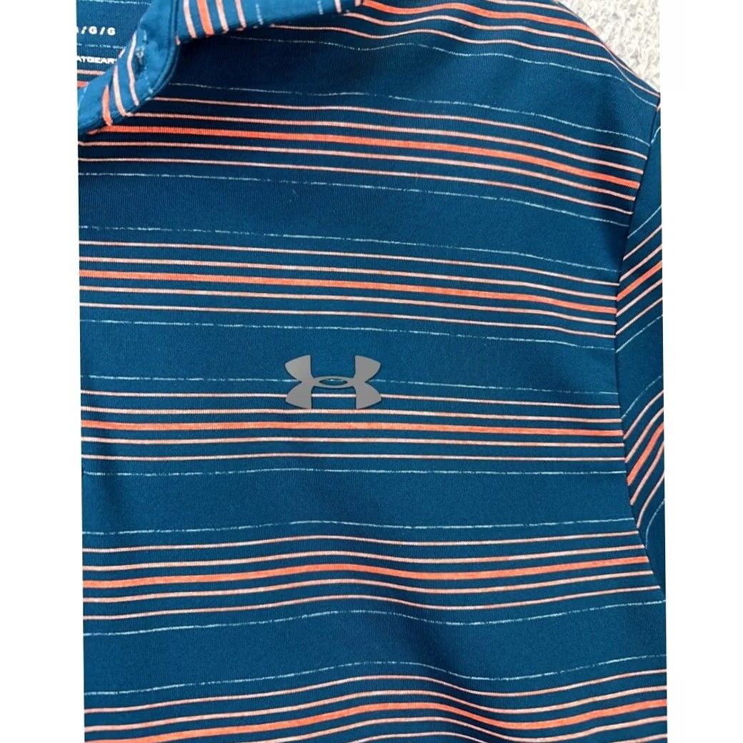 Under Armour Under Armour HeatGear Polo Shirt Mens Large Blue Balanced Stripes Golf Rugby Shirt Size US L / EU 52-54 / 3 - 4 Thumbnail