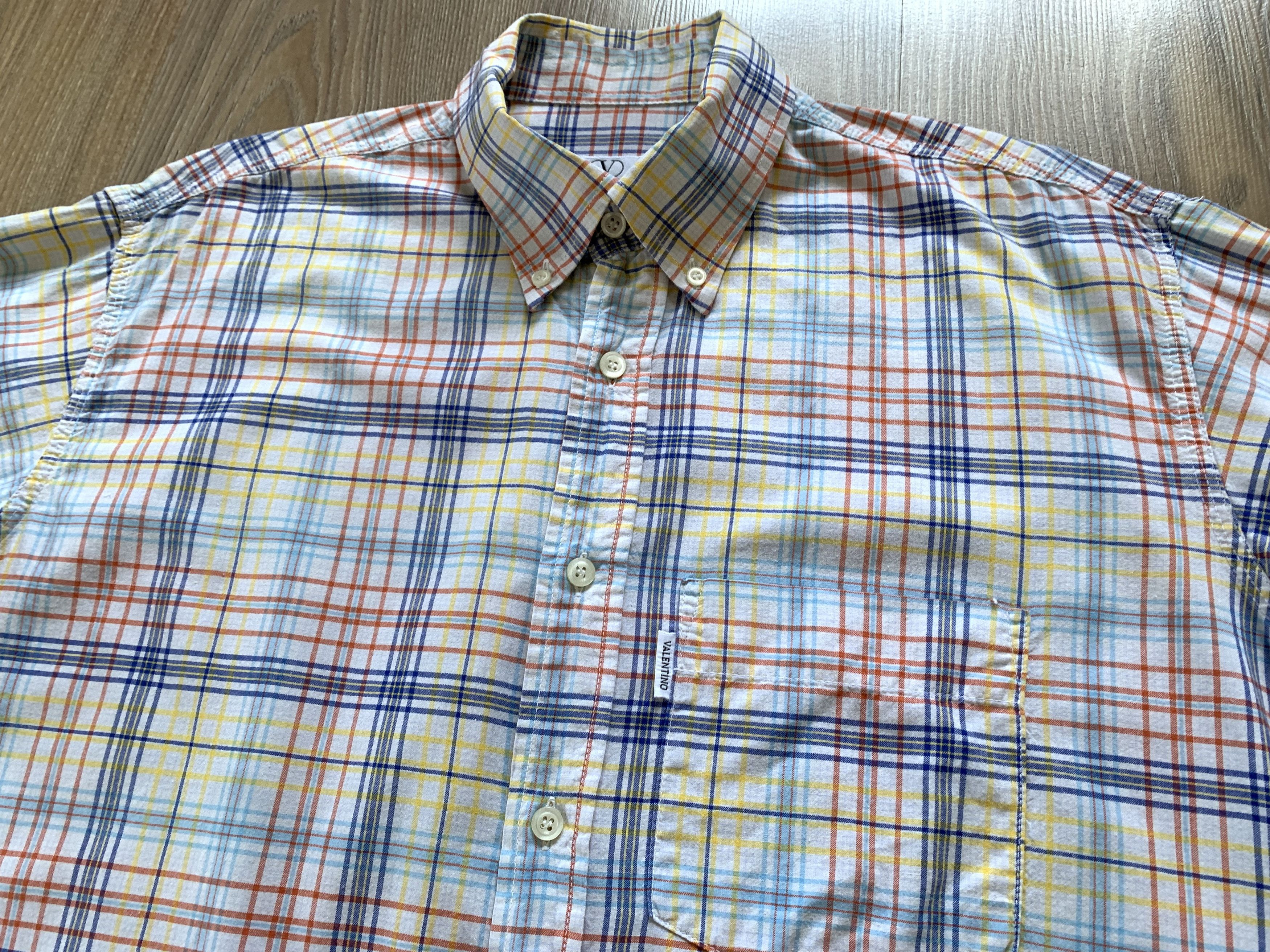 Valentino × Vintage Valentino Vintage Short Sleeve Plaid Cotton Shirt Size US L / EU 52-54 / 3 - 4 Thumbnail