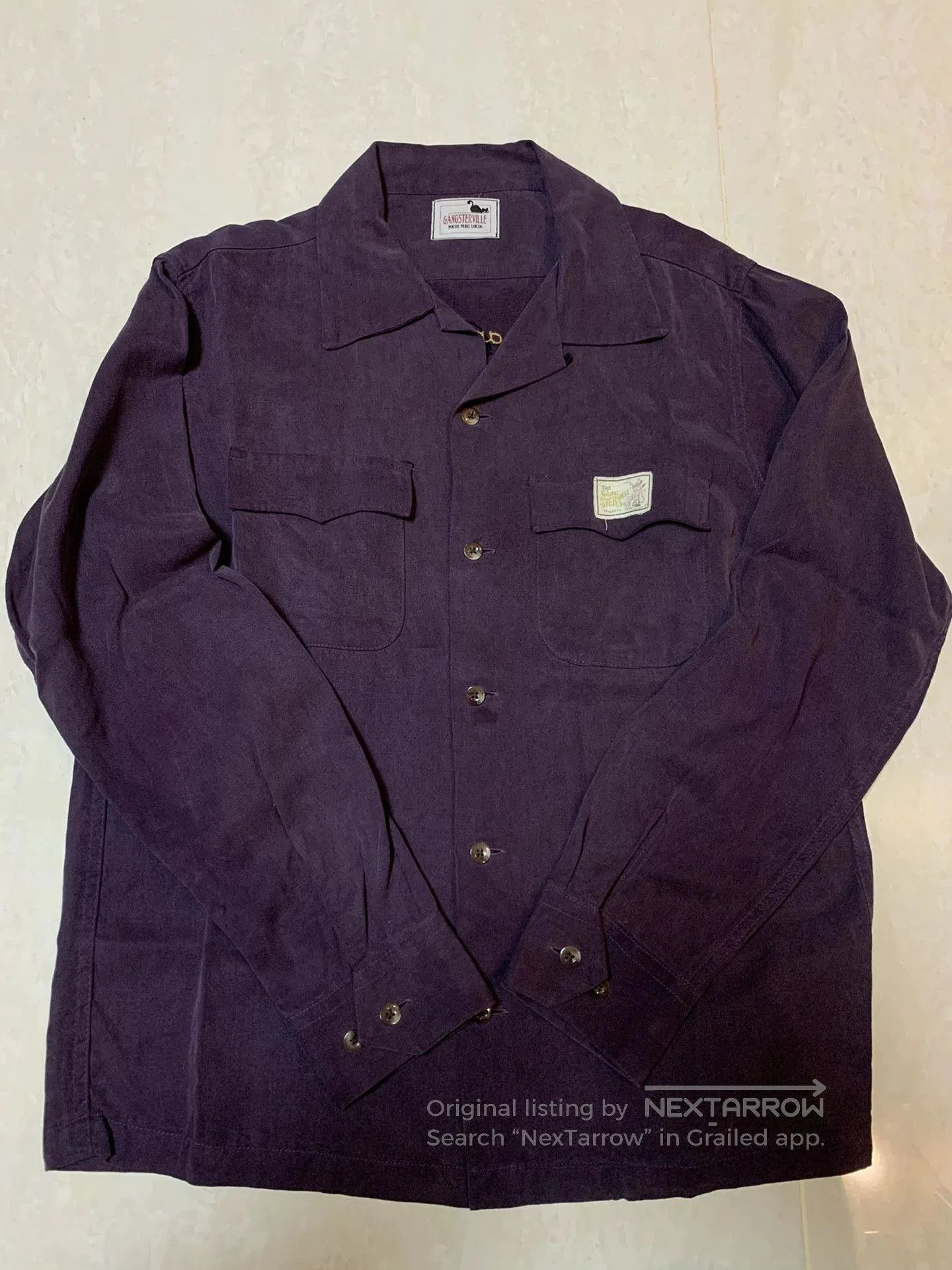 Gangster Doodles GANGSTERVILLE Silk Purple Shirt. Size US M / EU 48-50 / 2 - 1 Thumbnail