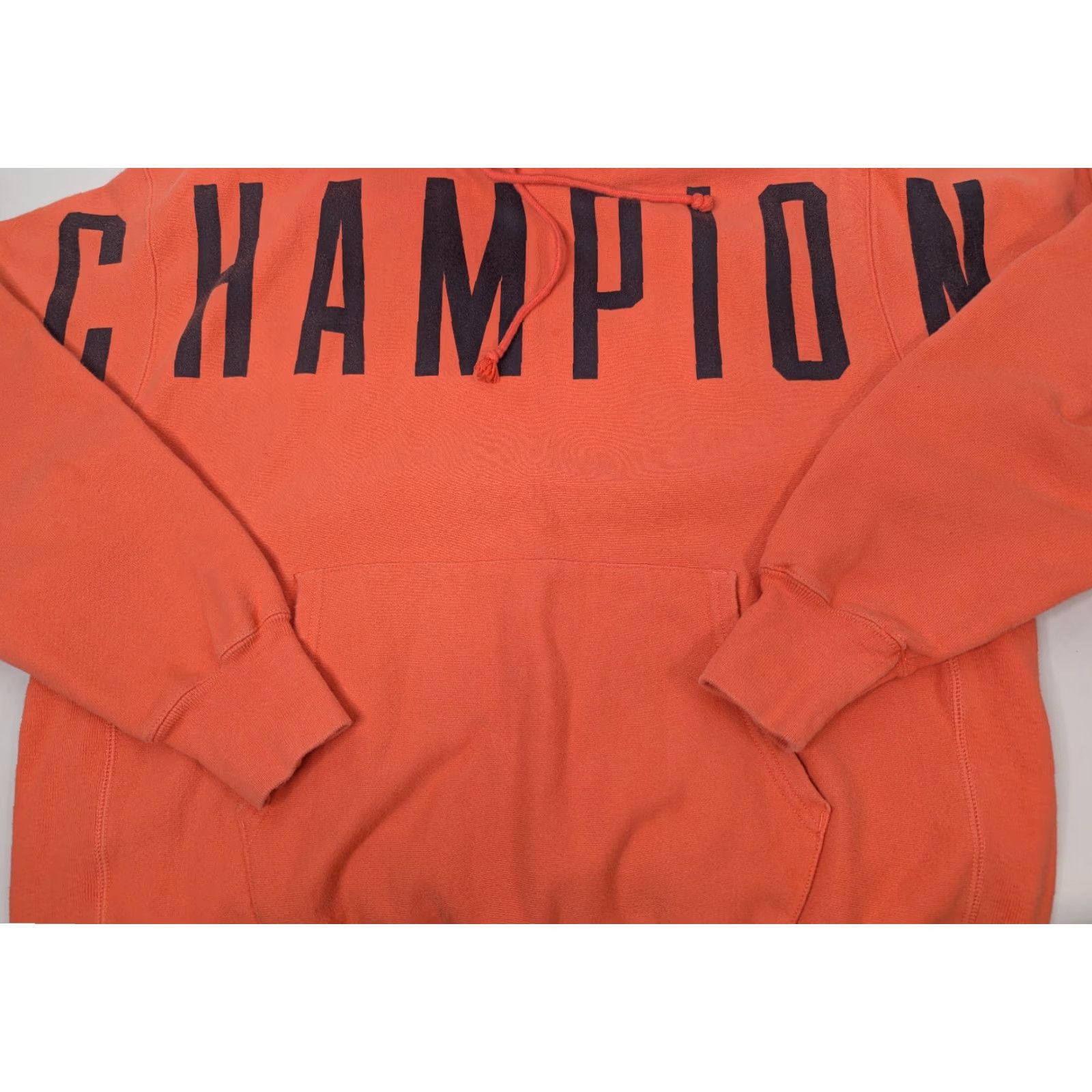 Champion VINTAGE Champion Reverse Weave Hoodie Mens XL Orange Spell Out Pullover Fleece Logo Size US XL / EU 56 / 4 - 2 Thumbnail