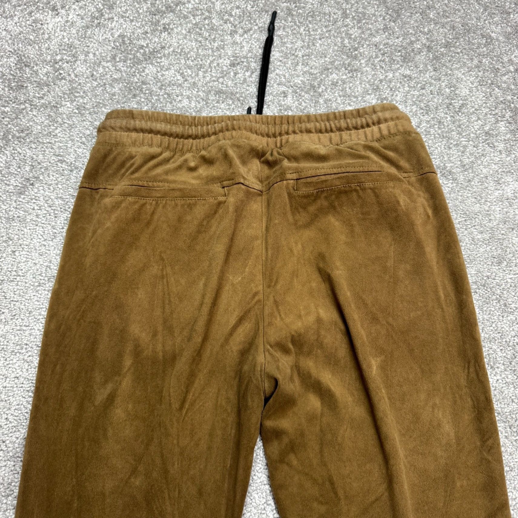 Zara Zara Man Jogger Pant Mens Small Brown Elastic Waist Pockets Zip Suede Look Clothing Size US 29 - 4 Thumbnail