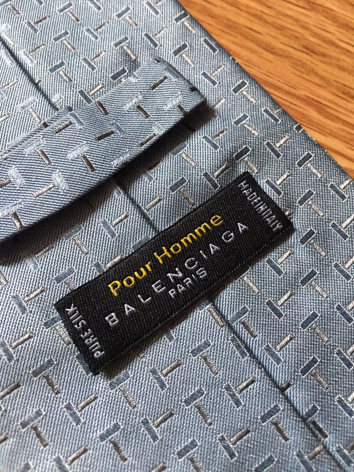 Balenciaga BALENCIAGA Pour Homme Blue Logo Silk Mens Tie Size ONE SIZE - 5 Thumbnail