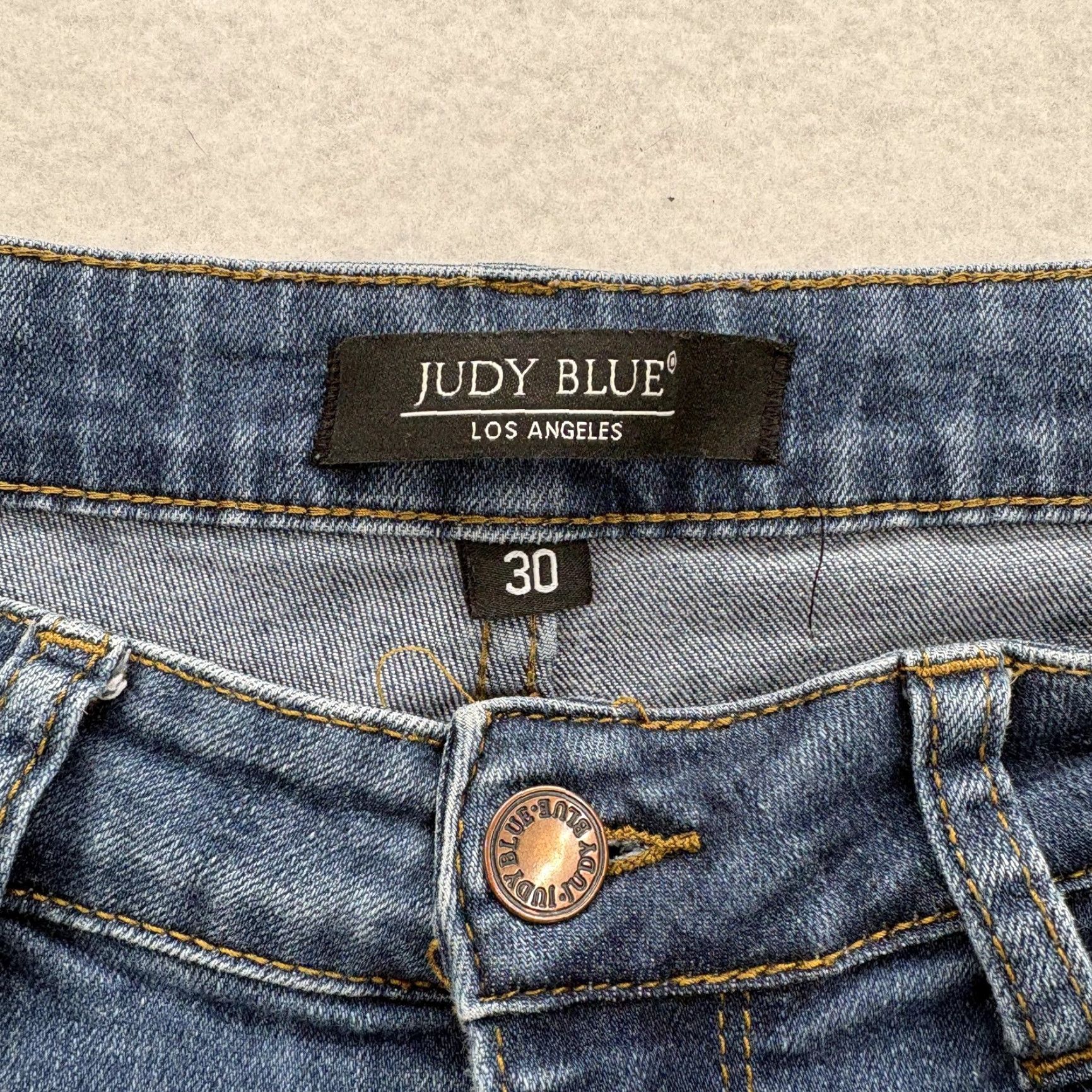 Denime Judy Blue Jeans Womens 30 Blue Medium Wash Skinny Crop Stretch Denim Distressed Size 30" / US 8 / IT 44 - 4 Thumbnail