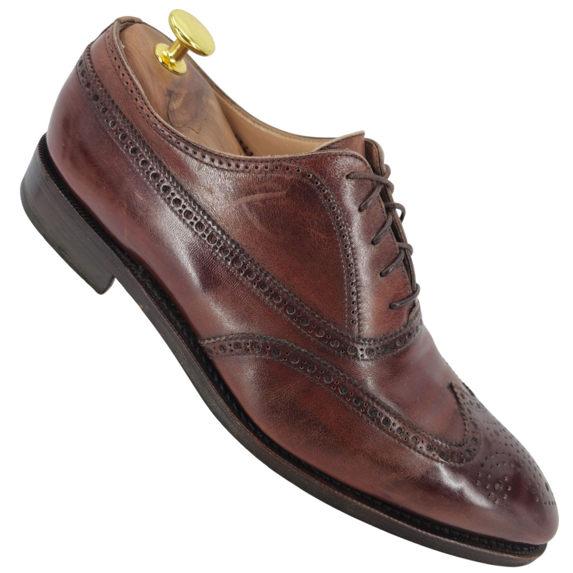 Gravati Italy Men 8.5 Burnished Brown Leather Dress Shoes Wi