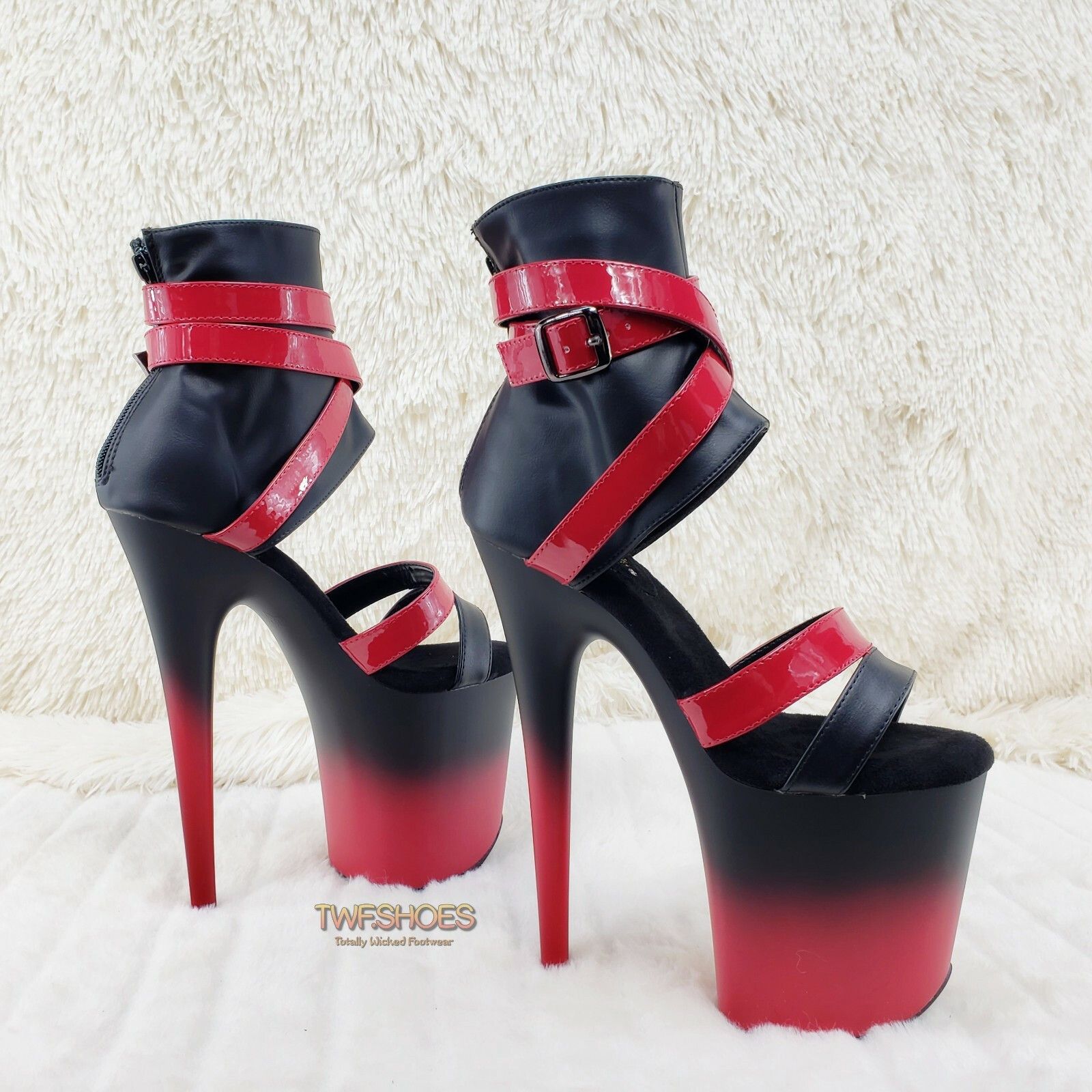 Other Flamingo 80015 Two Tone Red Black 8" High Heel Shoe Size 7-1 Size US 7 / IT 37 - 7 Thumbnail