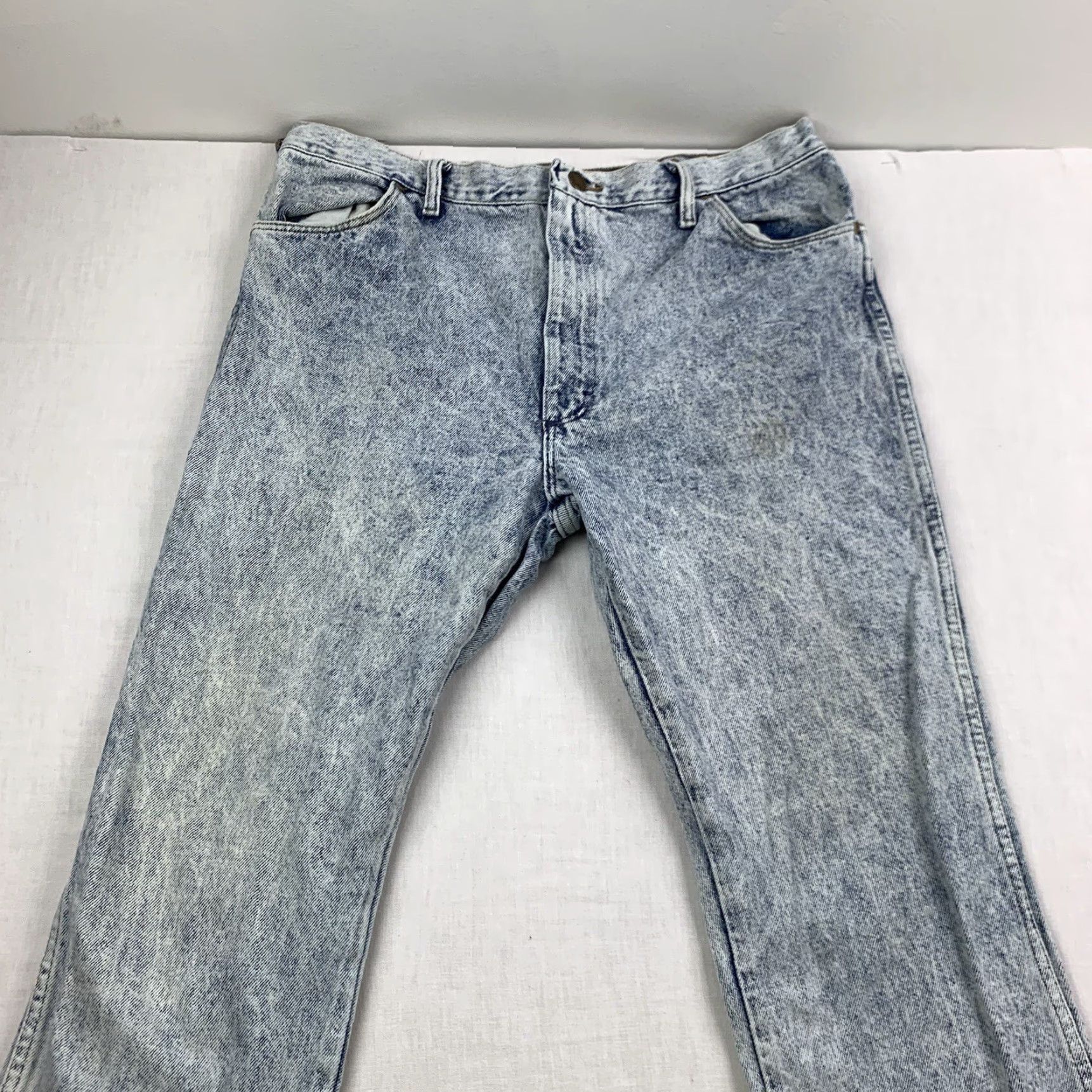 Vintage VINTAGE Rustler Jeans 38x32 Blue Acid Washed Straight 90s USA Mens Size US 38 / EU 54 - 2 Thumbnail