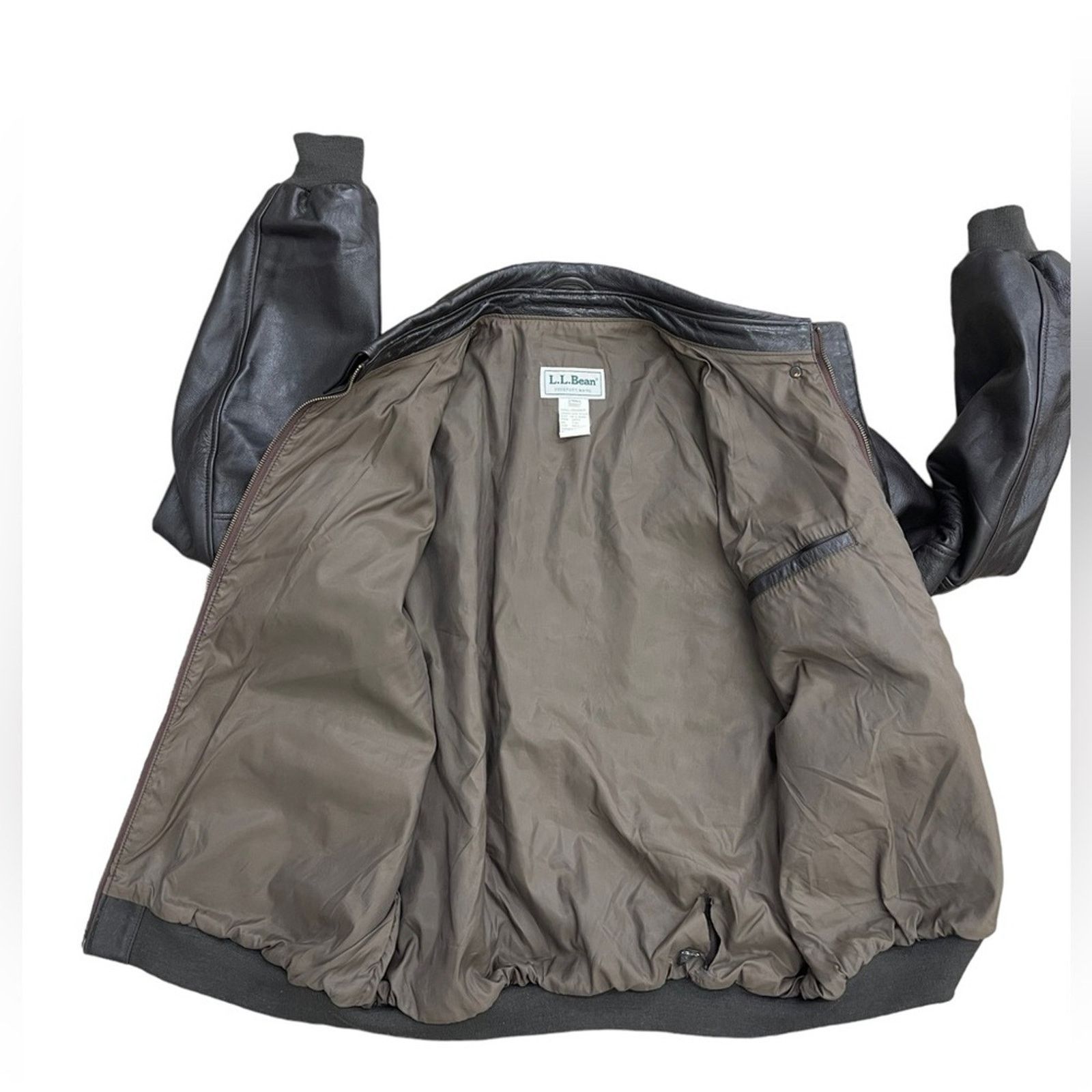 L.L. Bean Vintage LL Bean Goat Skin Leather Jacket Bomber Flight 90’s Size US XL / EU 56 / 4 - 3 Thumbnail