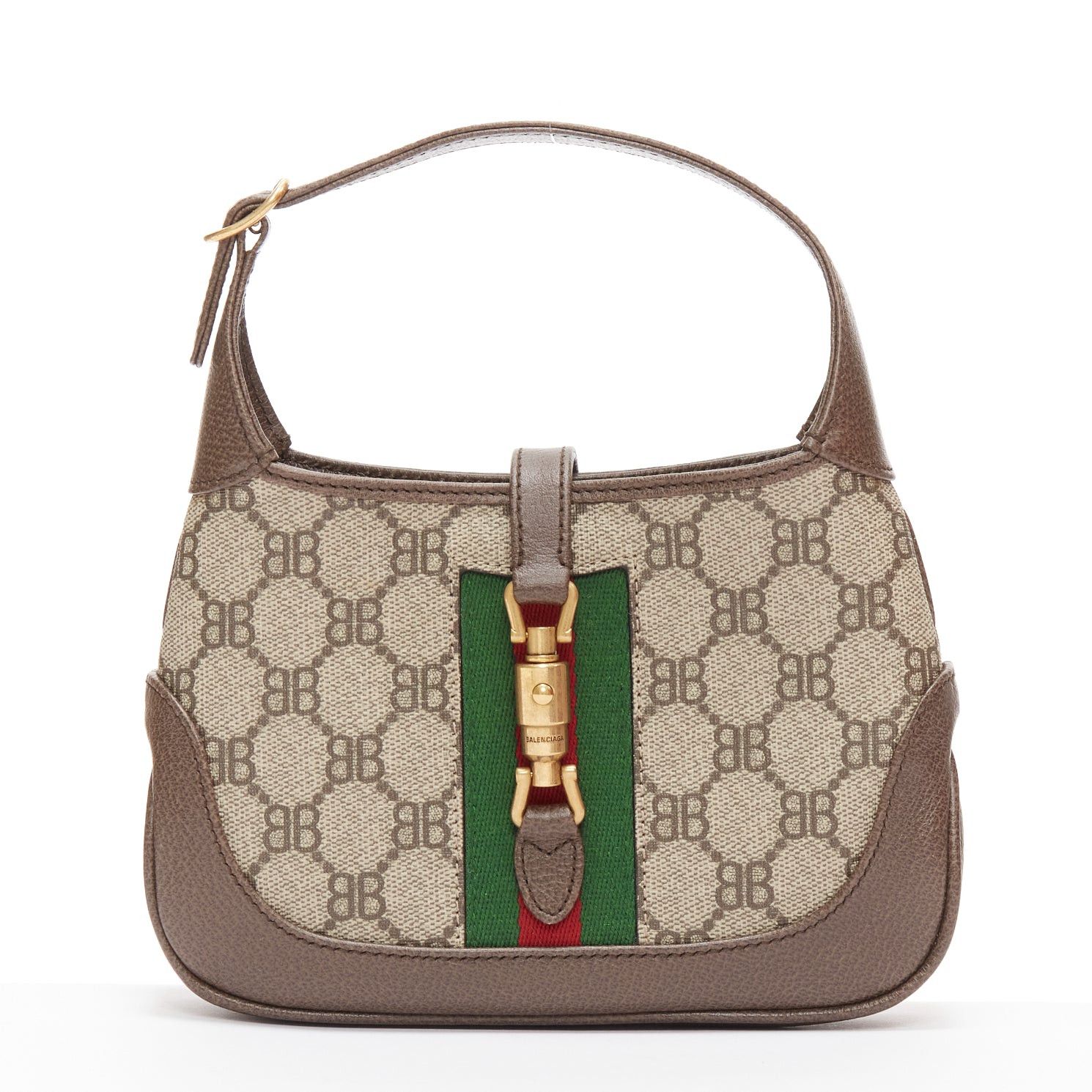 Balenciaga BALENCIAGA GUCCI 2021 Hacker Jackie BB monogram web mini hobo bag Size ONE SIZE - 1 Thumbnail