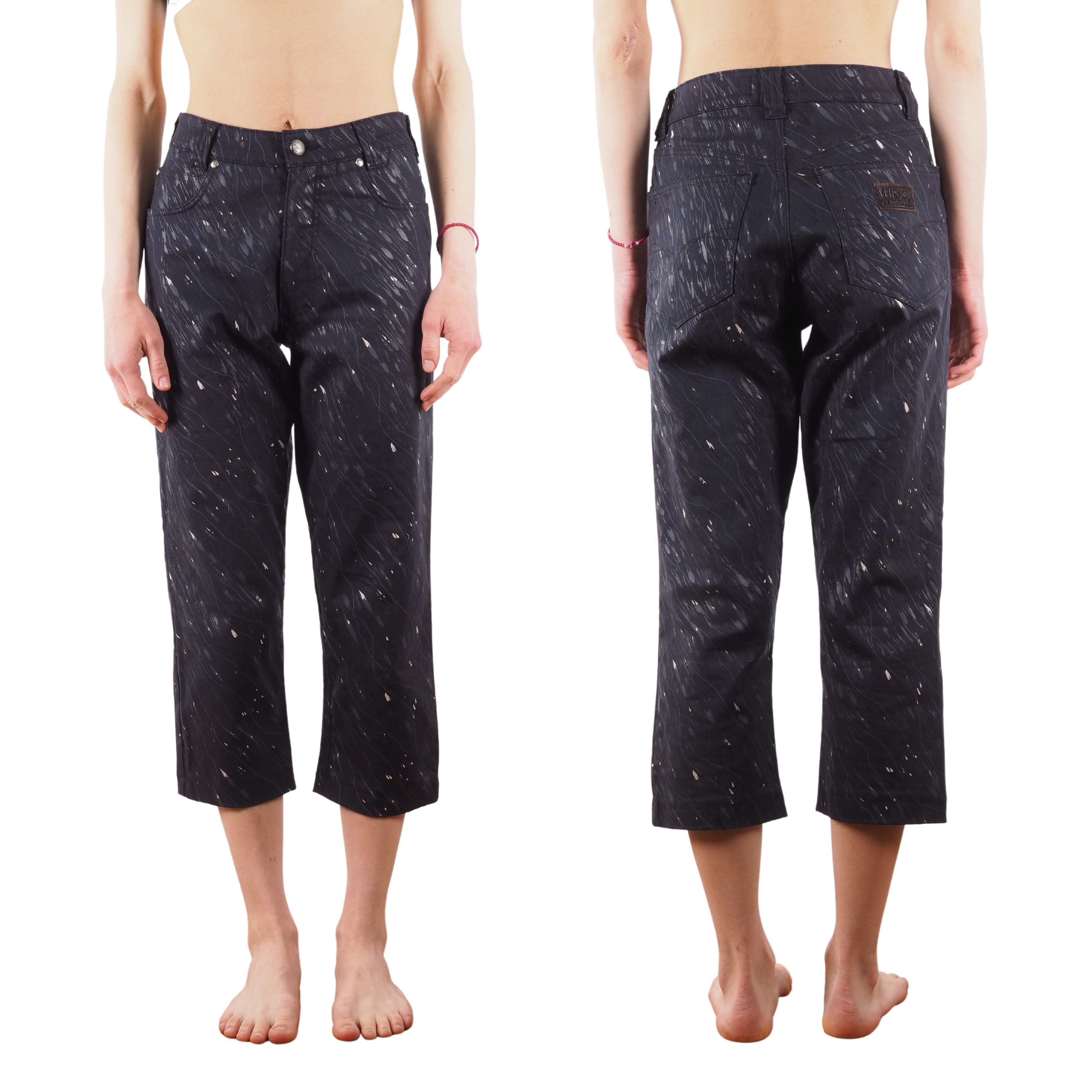 Versace × Vintage Versace Vintage Women's Painted Cropped Jeans Pants Size 28" / US 6 / IT 42 - 2 Thumbnail