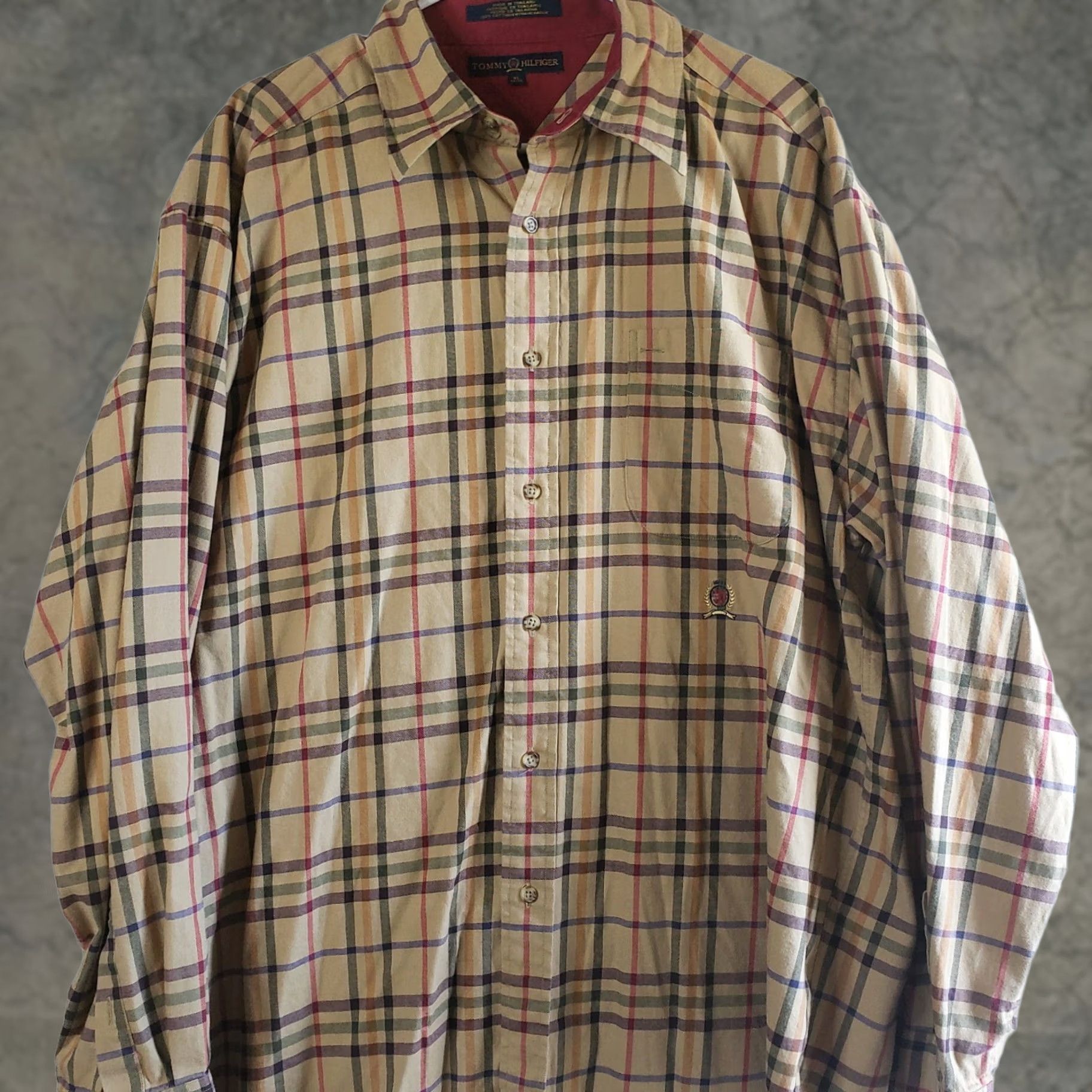 Tommy Hilfiger VINTAGE Tommy Hilfiger Button Down Shirt Mens XL Plaid Tan Size US XL / EU 56 / 4 - 1 Thumbnail