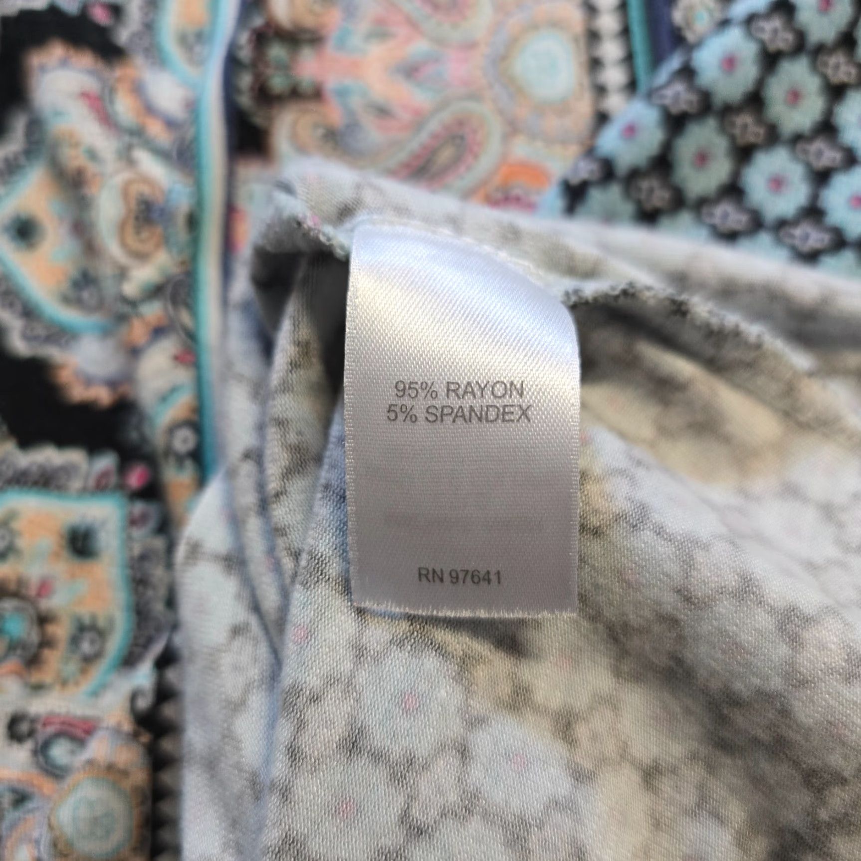 J. Jill J Jill Top Womens Medium Petite Blue Geometric Long Sleeve Stretch Casual Size M / US 6-8 / IT 42-44 - 7 Thumbnail