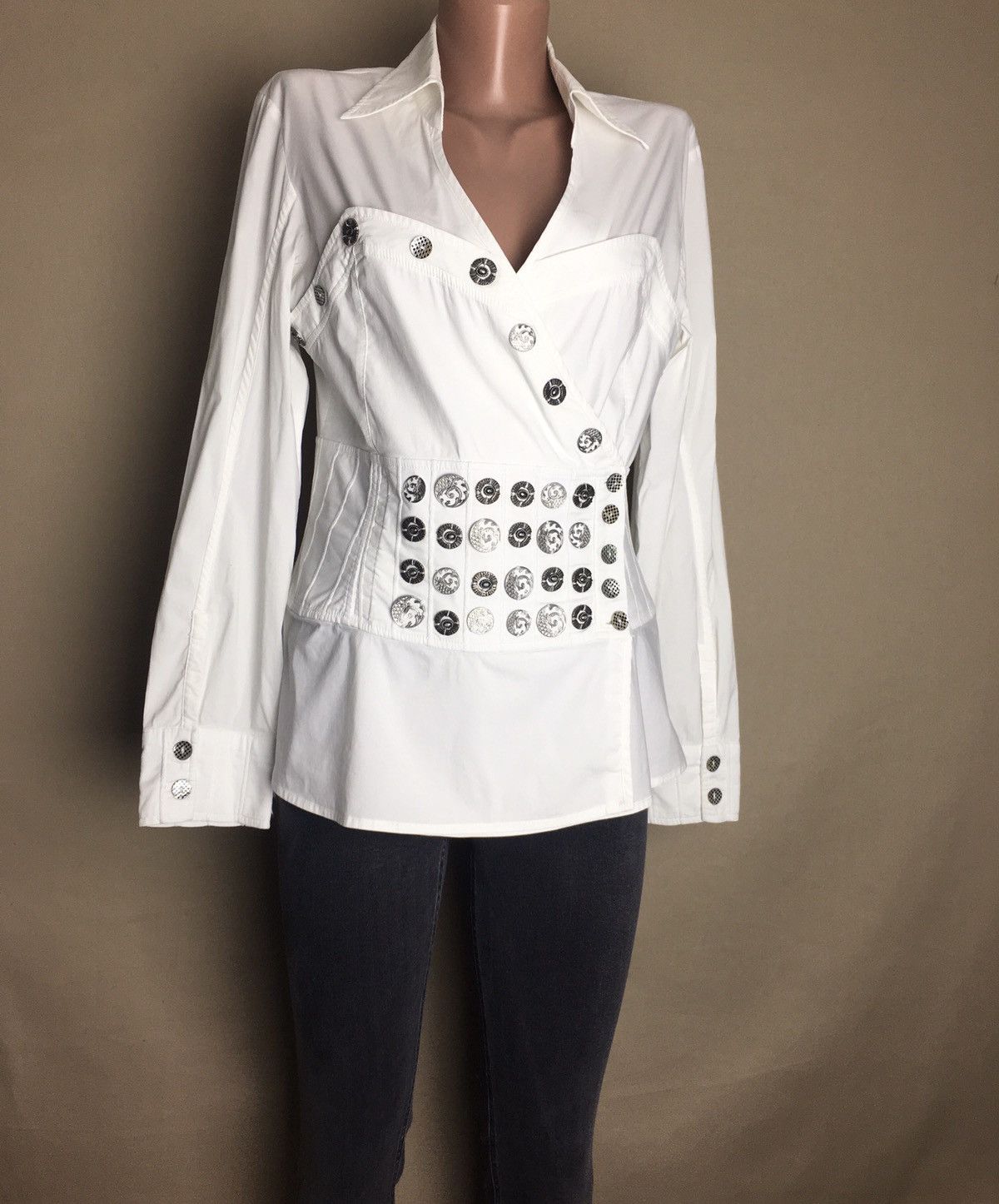 Other Save the Queen Cotton Metal Buttons Womens Blouse Shirt L Size L / US 10 / IT 46 - 3 Thumbnail