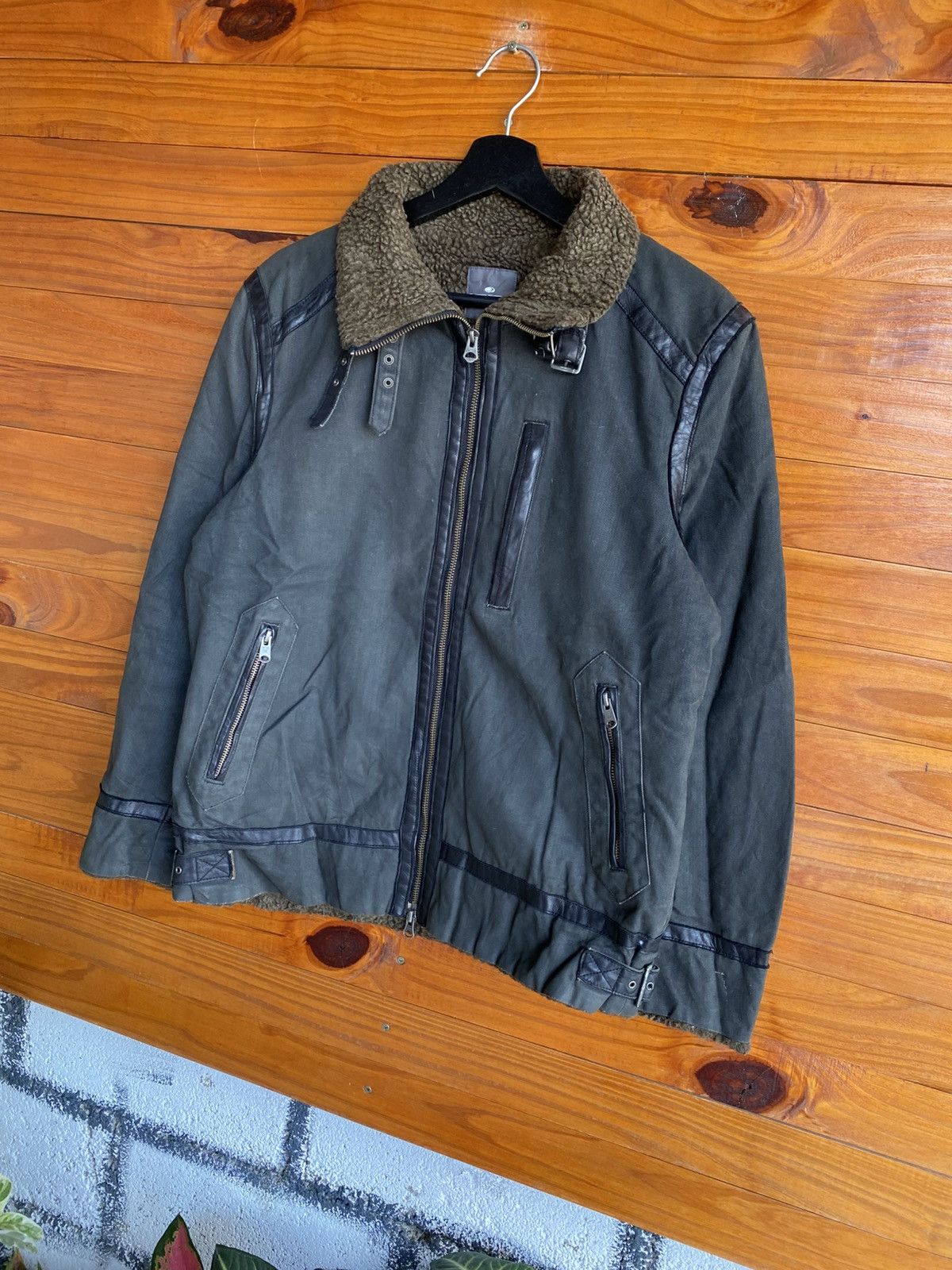 Japanese Brand Rattle Trap Sherpa Lined Olive Green Jacket Biker Winter Size US M / EU 48-50 / 2 - 5 Thumbnail