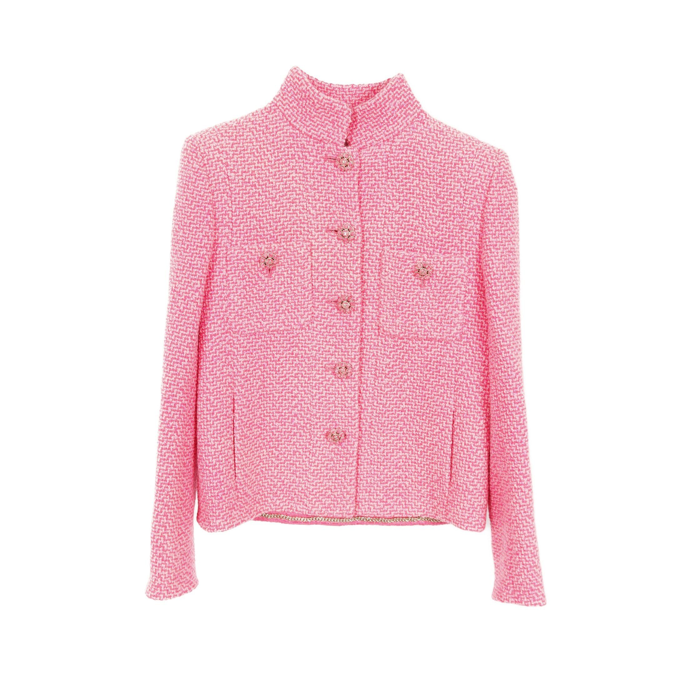 Chanel Chanel Cocomark Button Tweed Jacket Wool Pink Size ONE SIZE - 1 Thumbnail