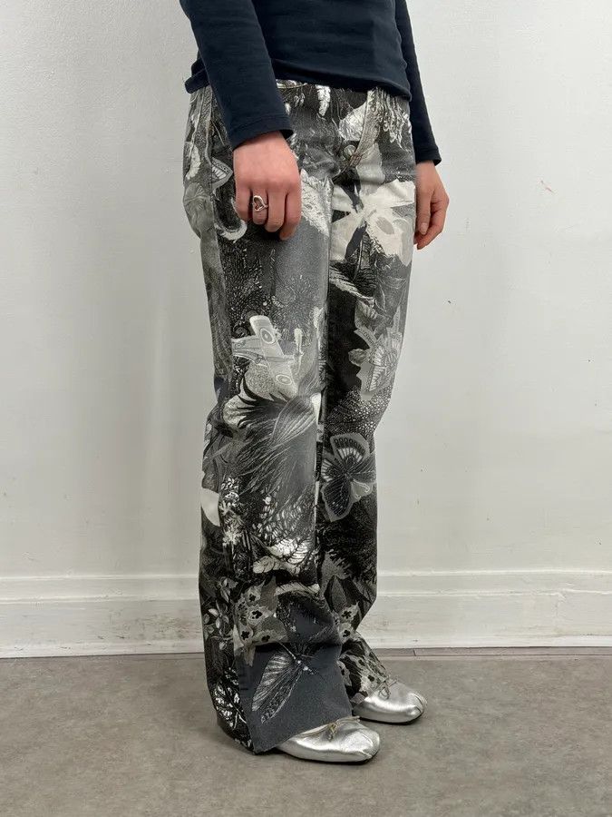 Roberto Cavalli Just Cavalli Black & White Floral Printed Pants Size 26" / US 2 / IT 38 - 3 Thumbnail
