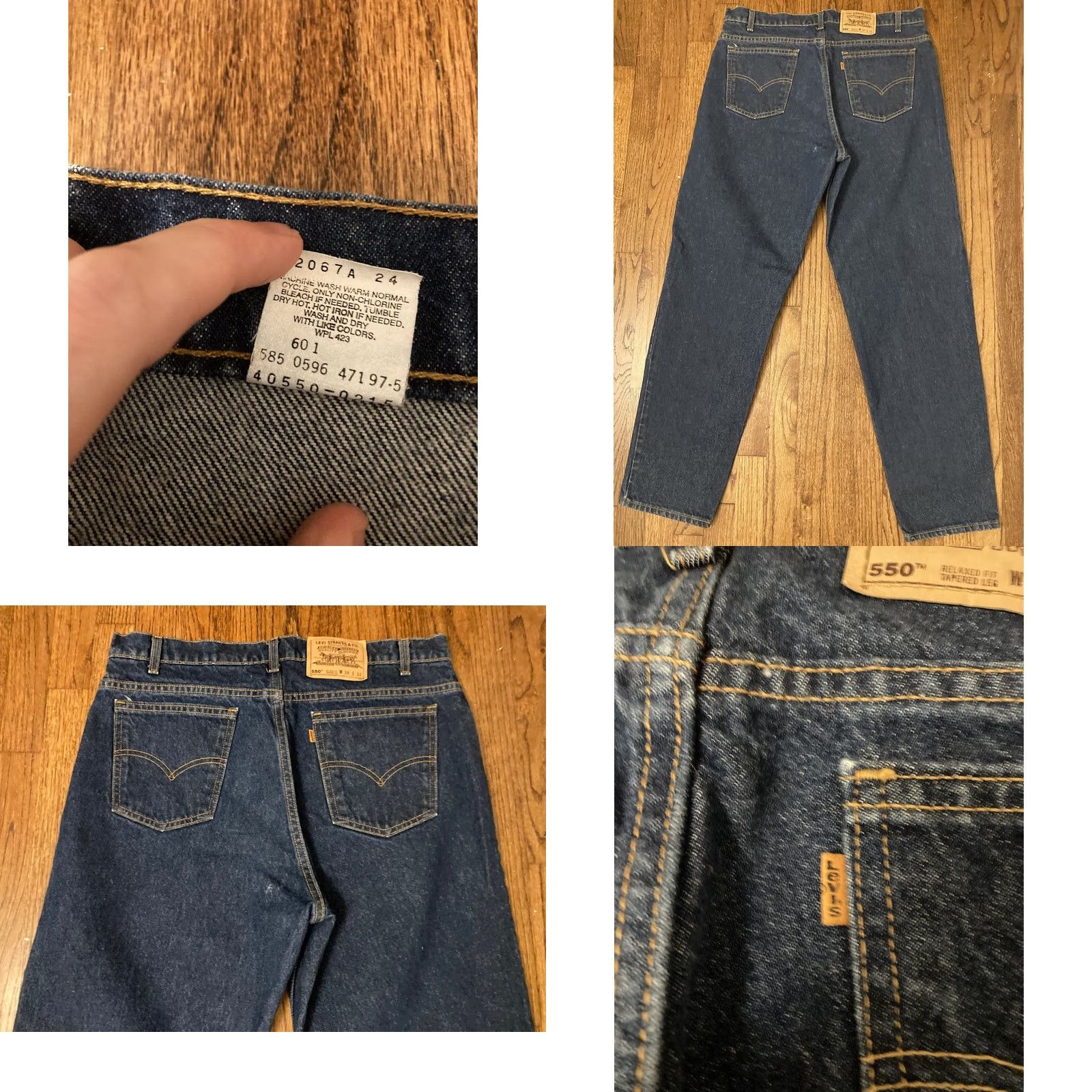 Levi's VINTAGE Levi's 550 Jeans Mens 38x32 (fits 36x32) Dark Blue Orange Tag USA Made 90s Size US 38 / EU 54 - 8 Thumbnail